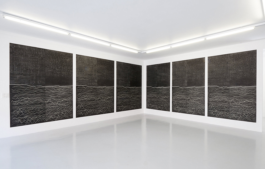 GHOST VARIATIONS / THE SHINING SEQUENCE (After R. Schumann) / 92.5 63 in / Xilography on liberon paper 350 g. / Ed. 9 monotype copies + 2 P.A. / 2015