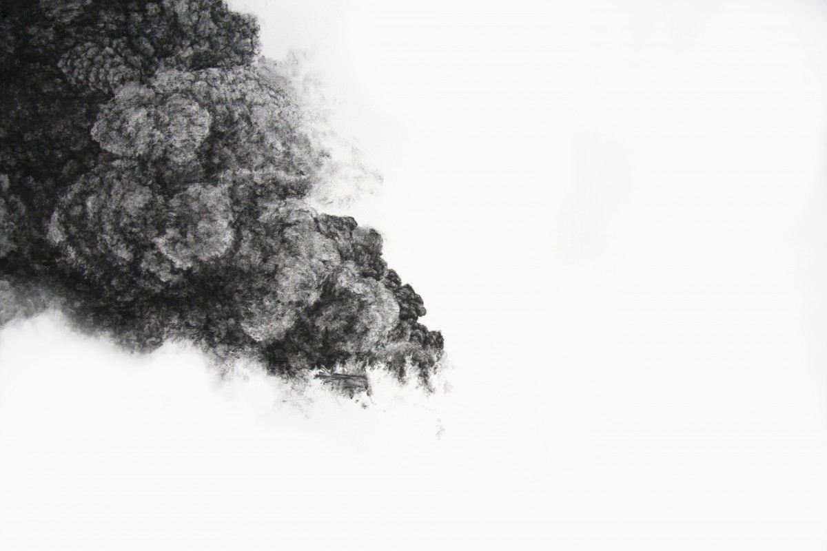 "Smoke 3", charcoal on paper, 112x76 cm, 2015