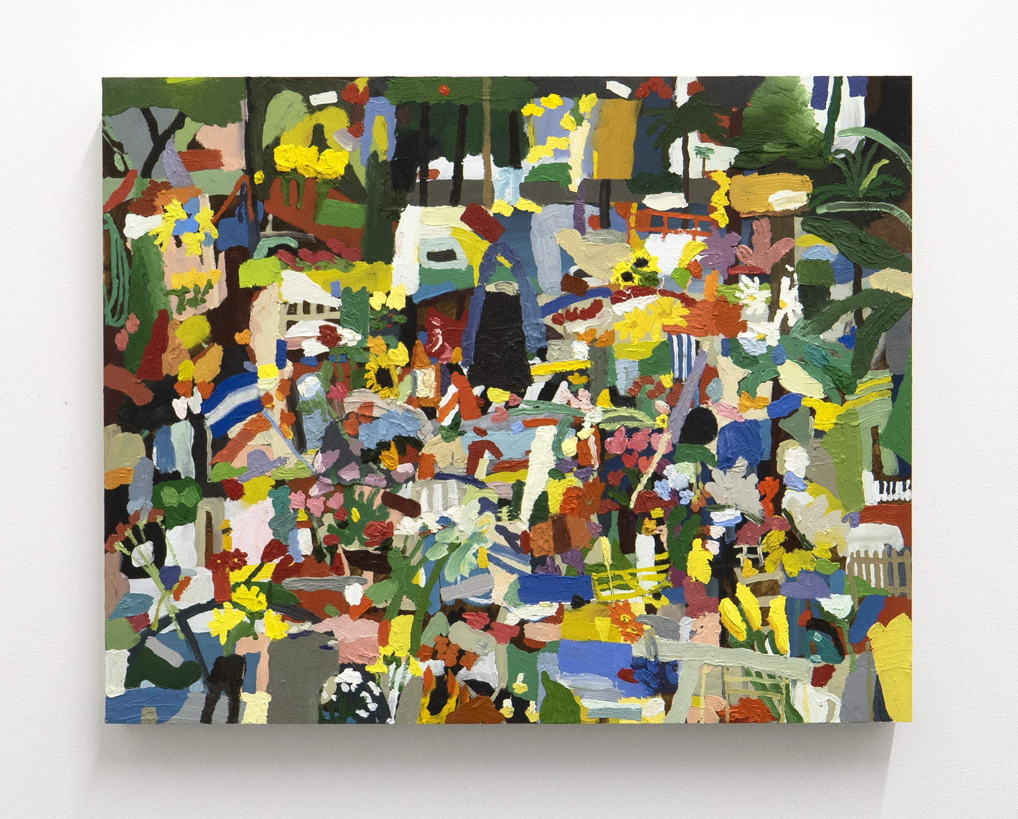 Flowers, Fire, Piano, Hose, 16 x 20”, 2020