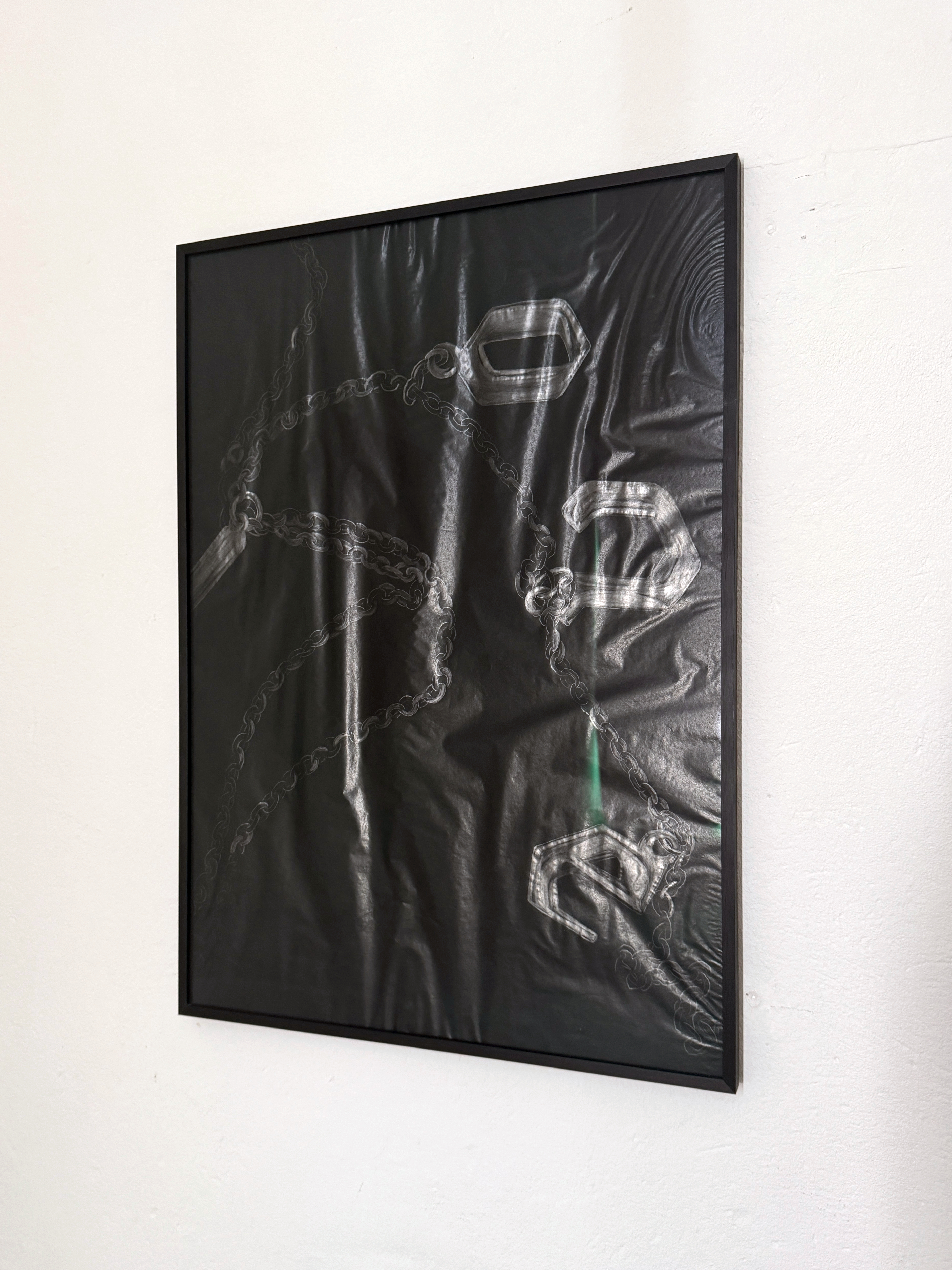 Love (g), 2023, Graphite on black silk wrapping paper, 70 x 50 cm