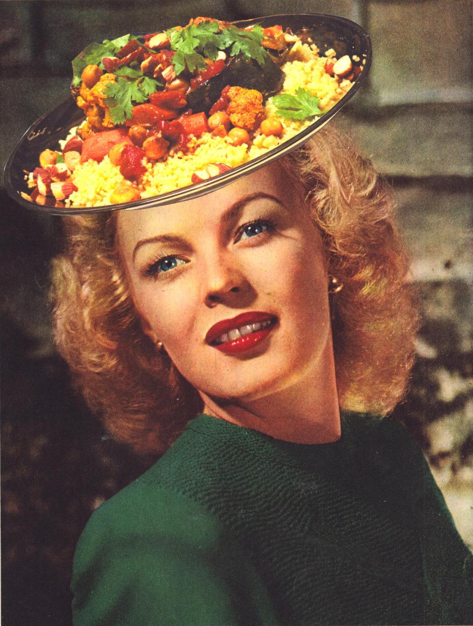 Aloo Gobi Fascinator, 2024, photomontage, 16 x 21 cm