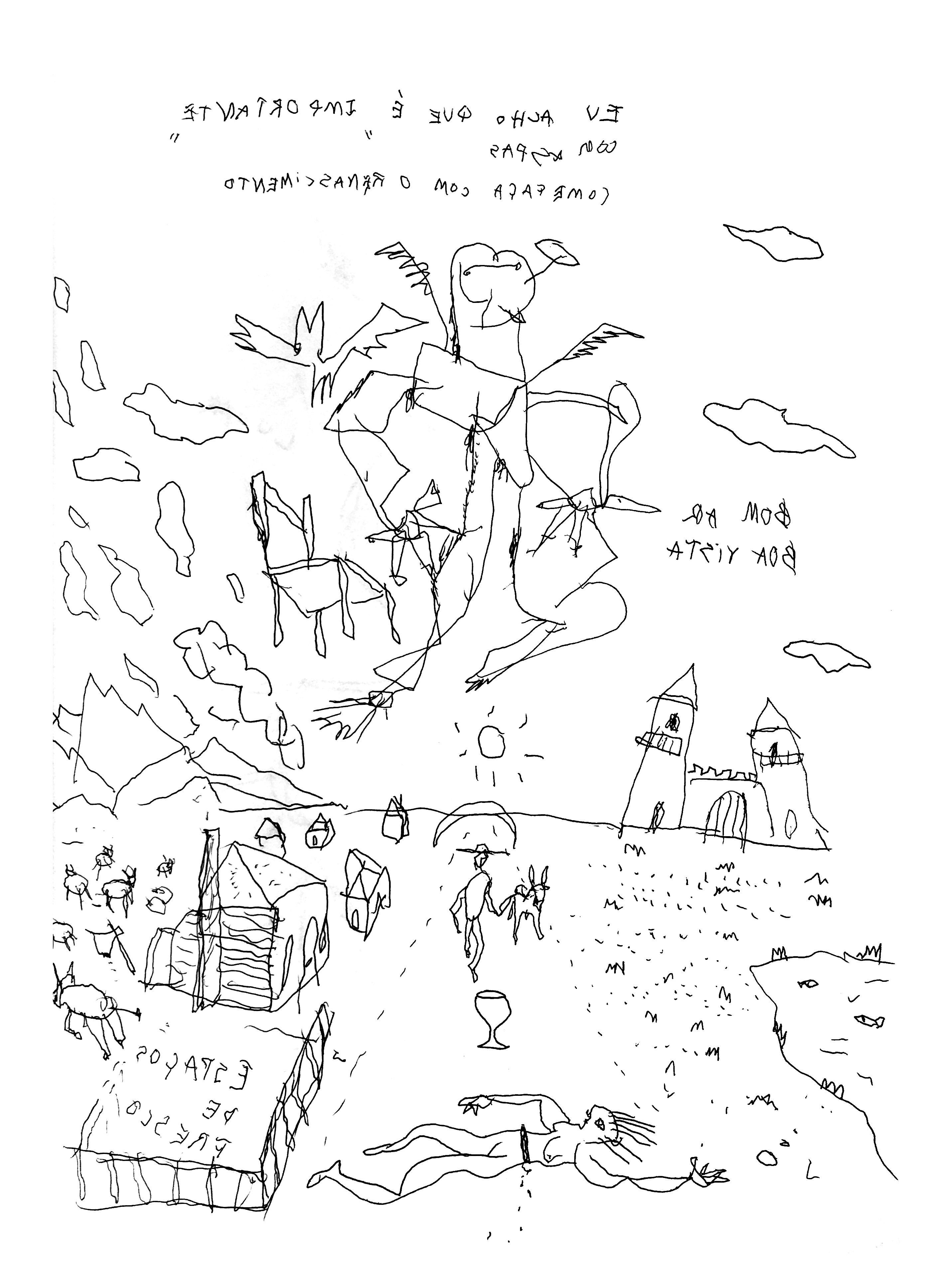 ‘using my left hand to draw reminds me of childhood’, 2019, ballpoint pen on paper