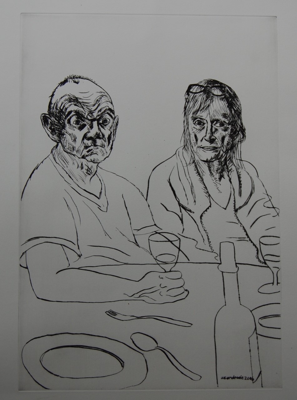 De maaltijd 2016 - zinc, point sèche 50x35 cm 