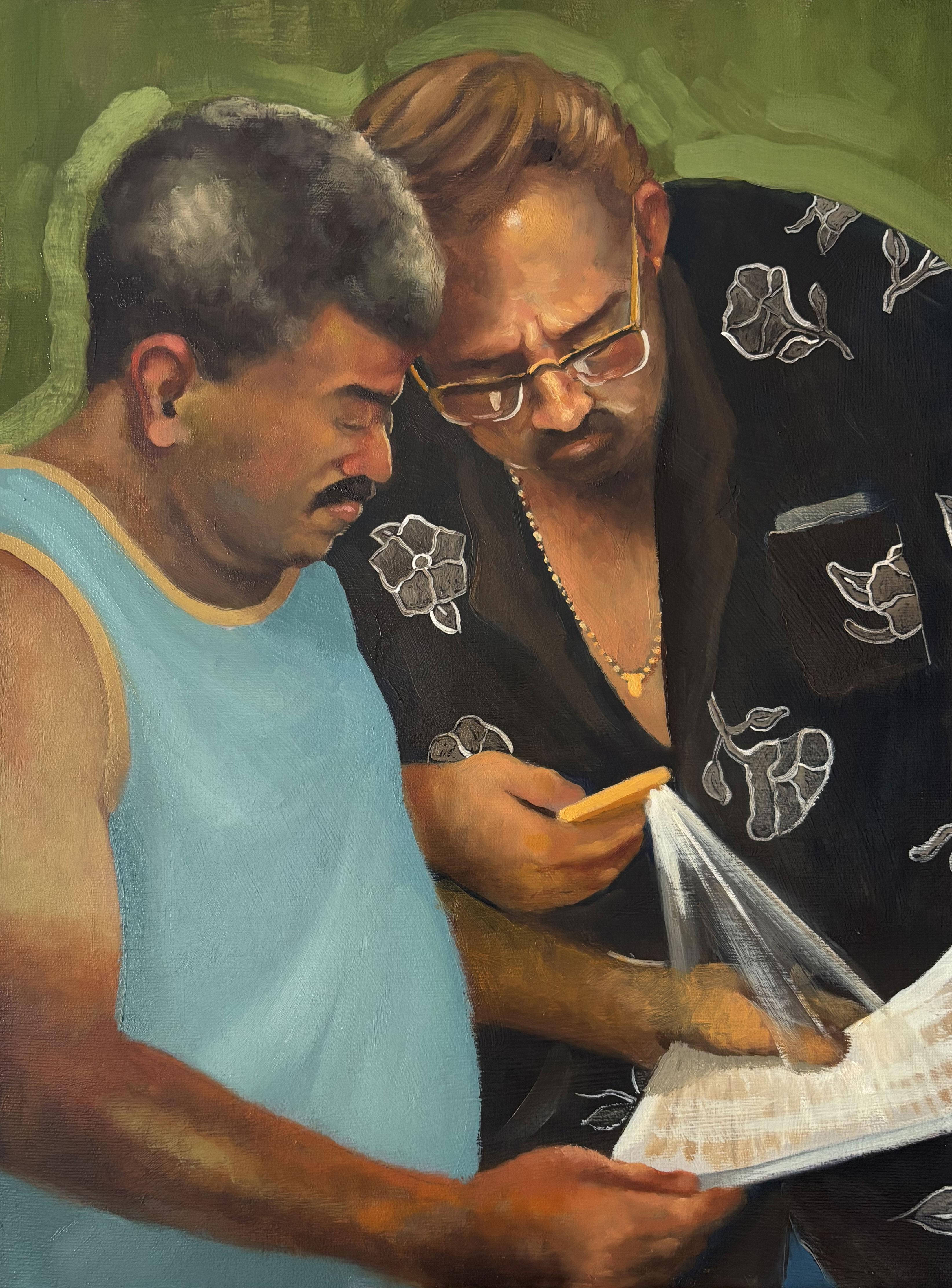 A escolha da canção, 2024. Óleo sobre tela, 30 x 40 cm.