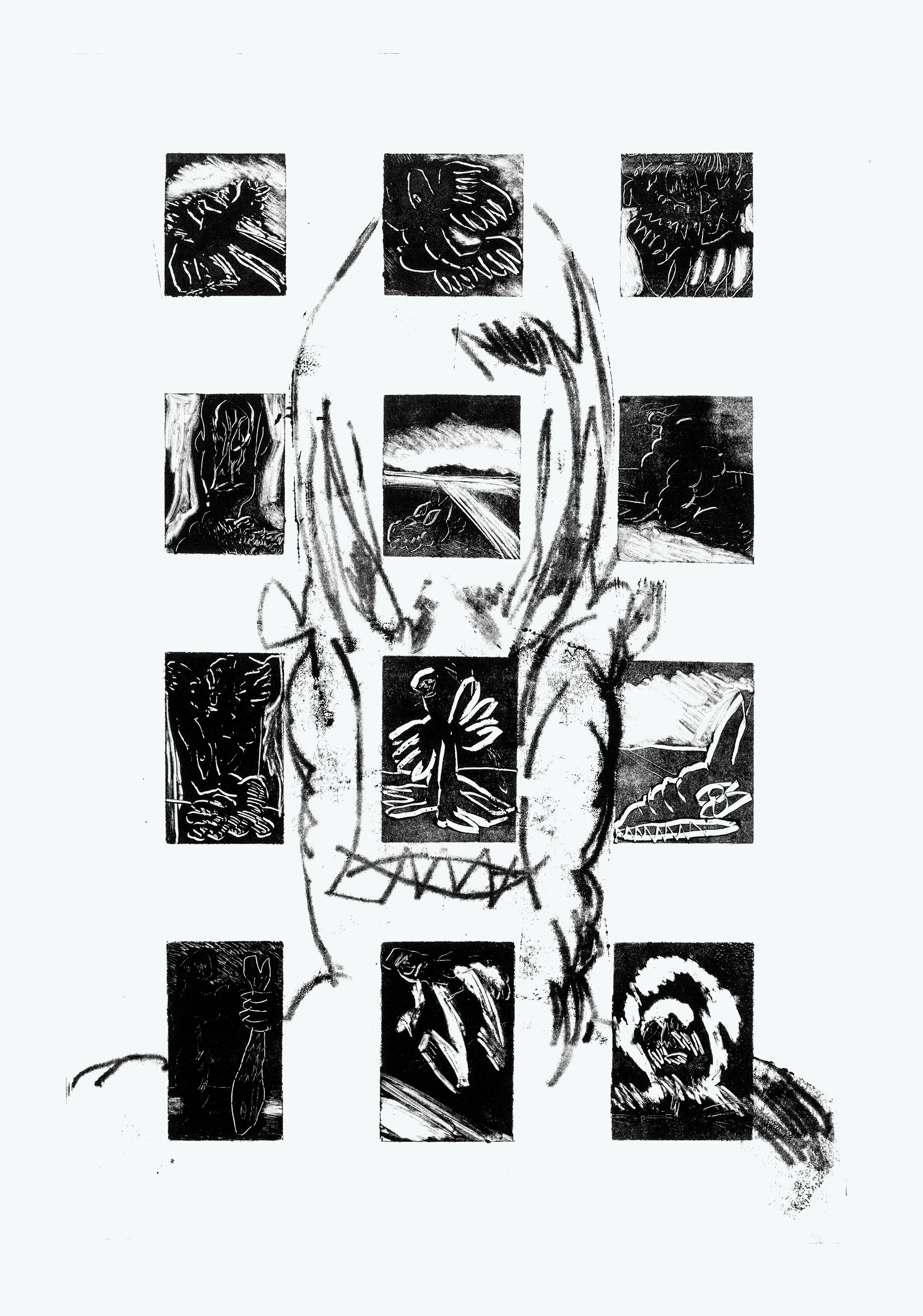 Una Settimana di Fuocomonotype on paper, unique. 50x35cm, 2017