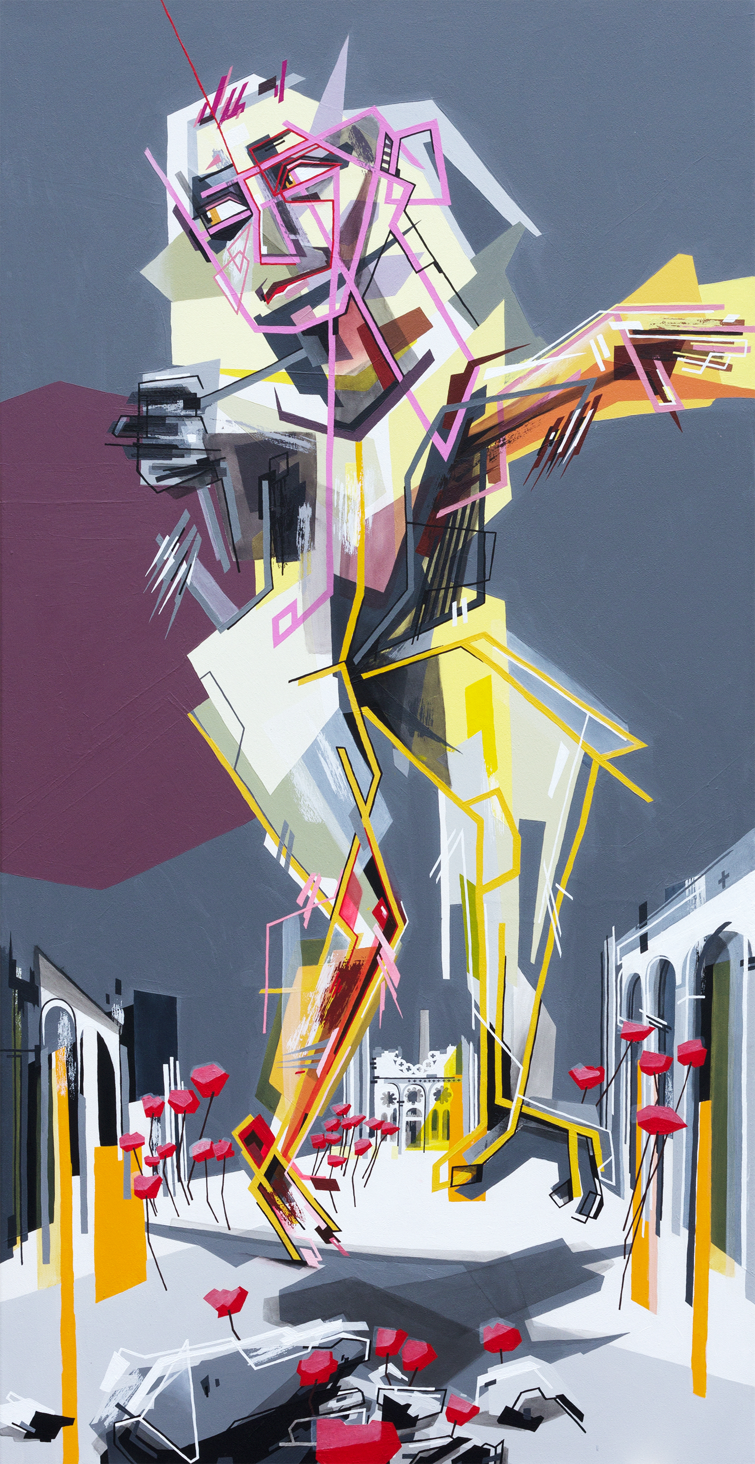 LEICHTES FLÜSTERN  ·  acrylic on canvas  ·  140 x 70 cm