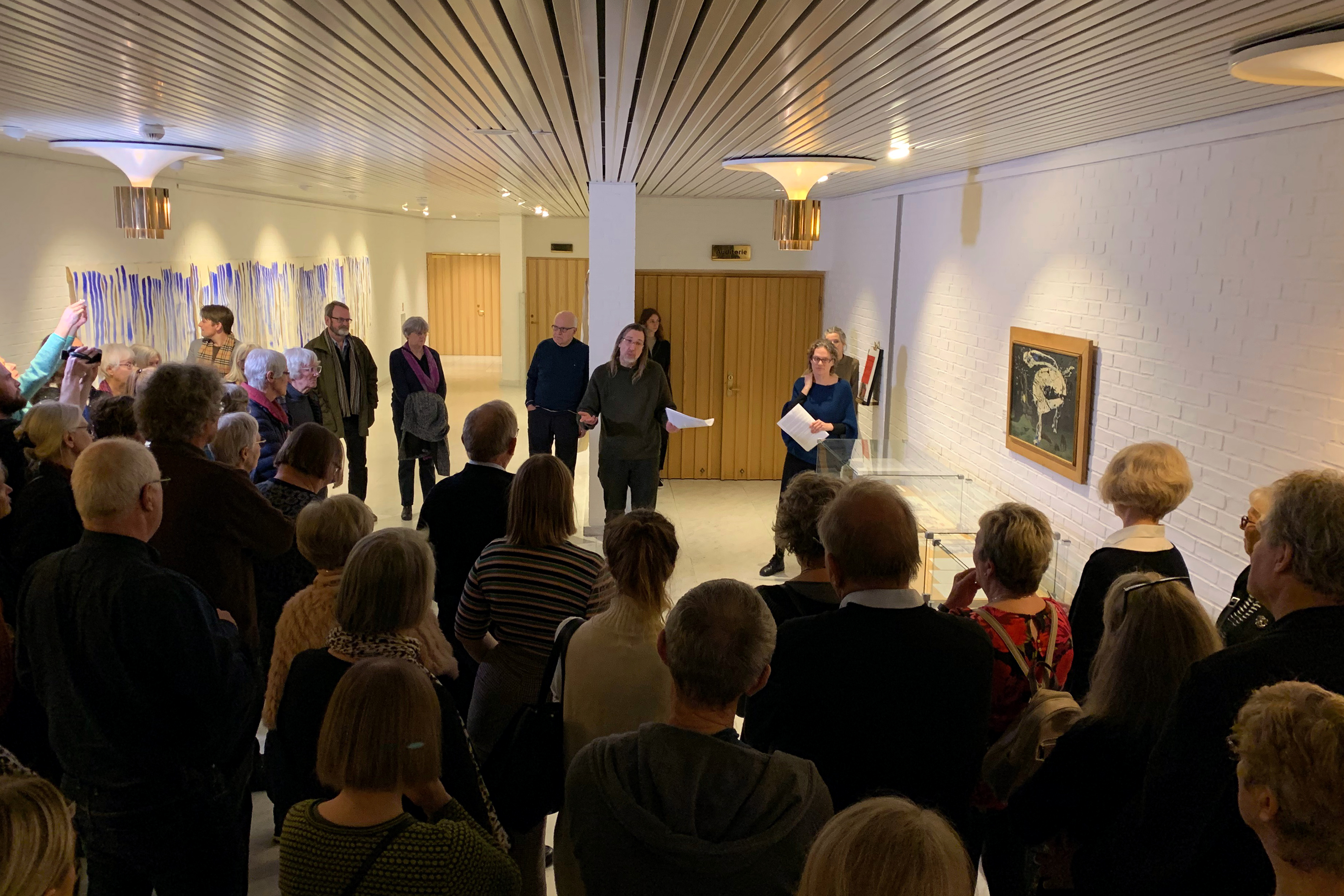 Documentation of performative lecture - Open: Was Asger Jorn an Activist? by Vermeir & Heiremans and Luke Mason, Kunsten Museum of Modern Art Aalborg, Aalborg, 2020 (photocredit: Rikke Ehlers Nilsson)