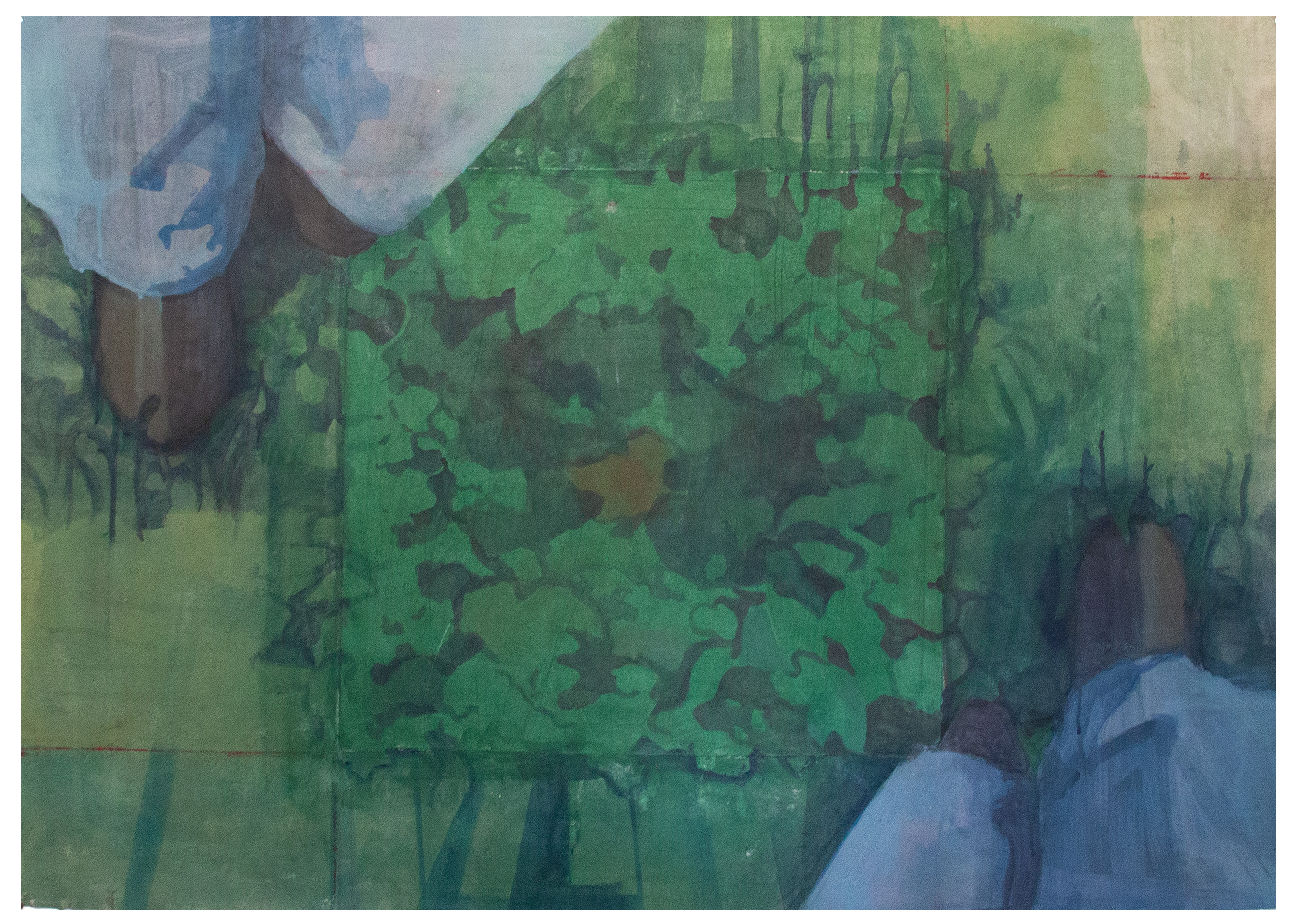 The Family Garden,  handmade acrylic on paper collage, 30” x 40” 2025