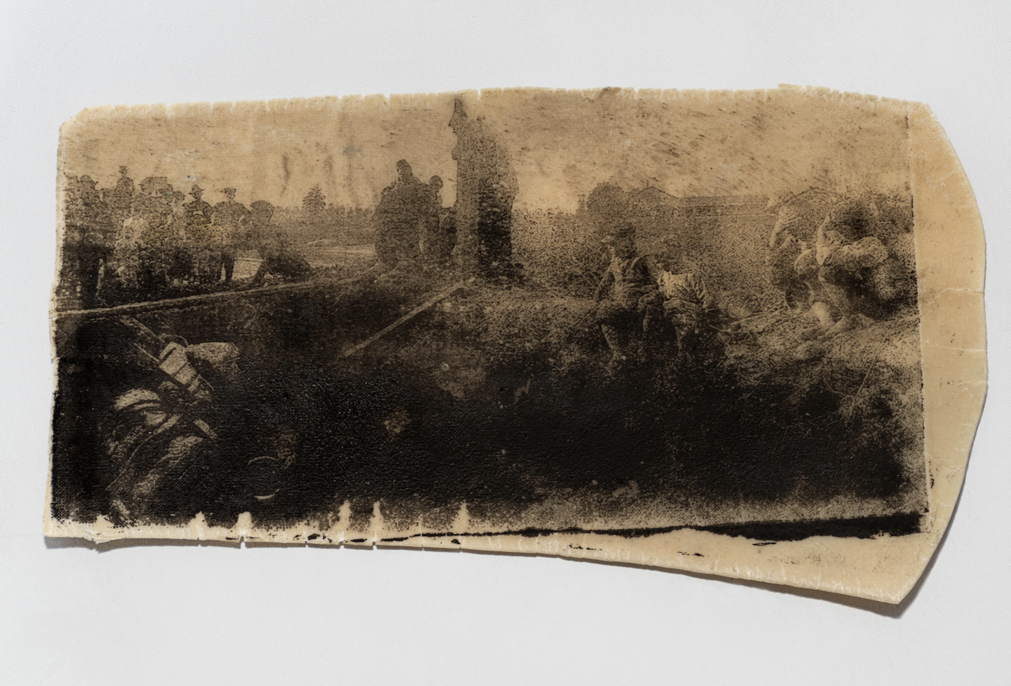 'Futurist Hoon in Tight Spot', 2021, cuttlefish ink photopolymer print on egg pasta, approximately 16cm x 21cm, unique state 1/80