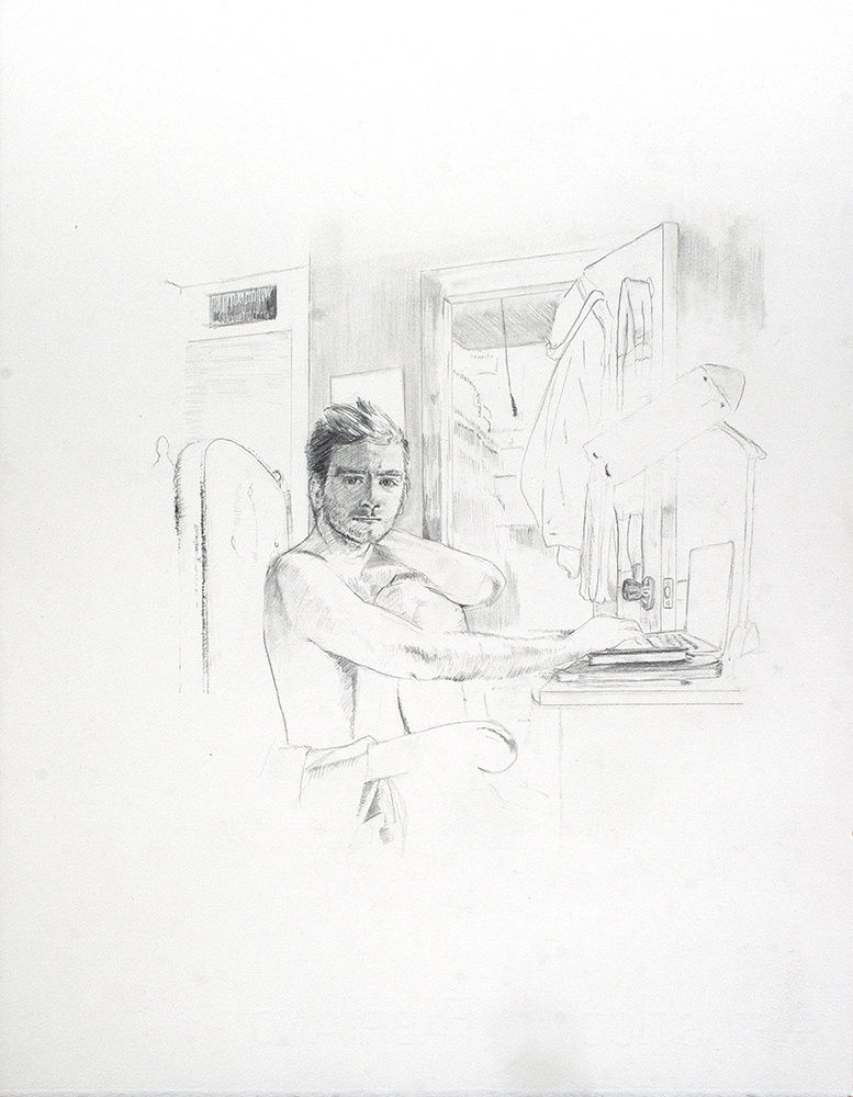 View From The Bed, 2013, Graphite on paper, 10" x 13"