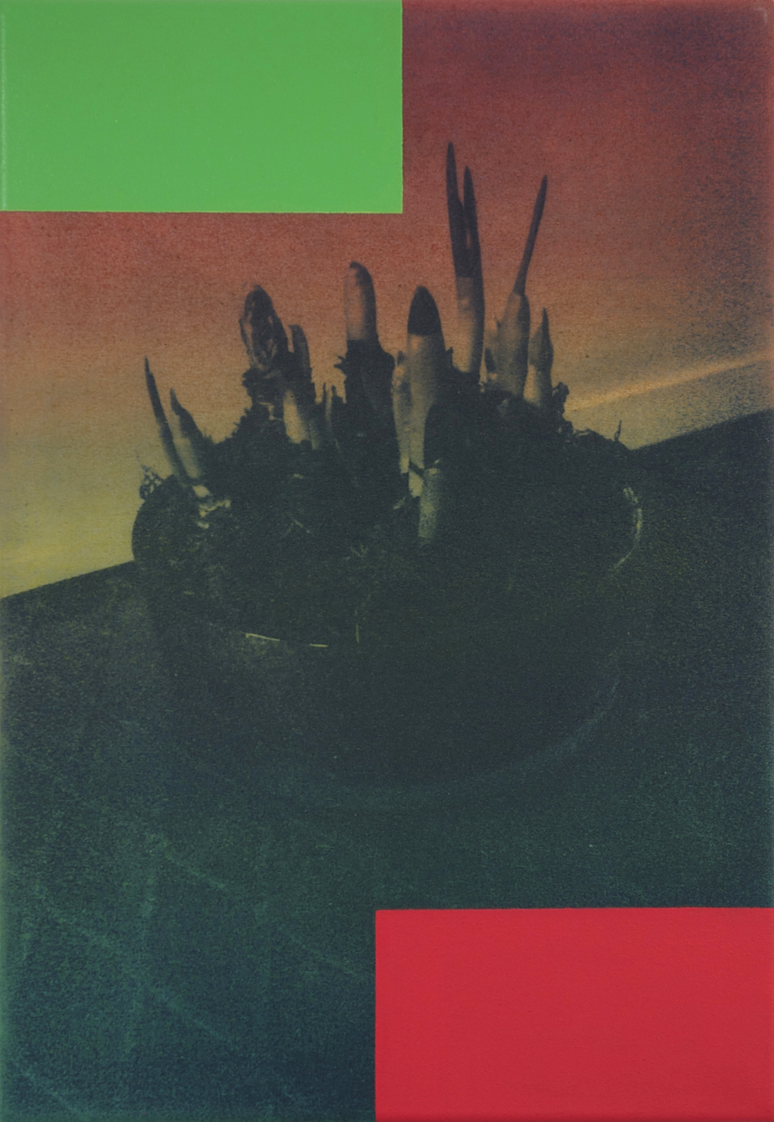 Untitled 2014, cyanotype and acrylic on canvas, 36 x 25 cm