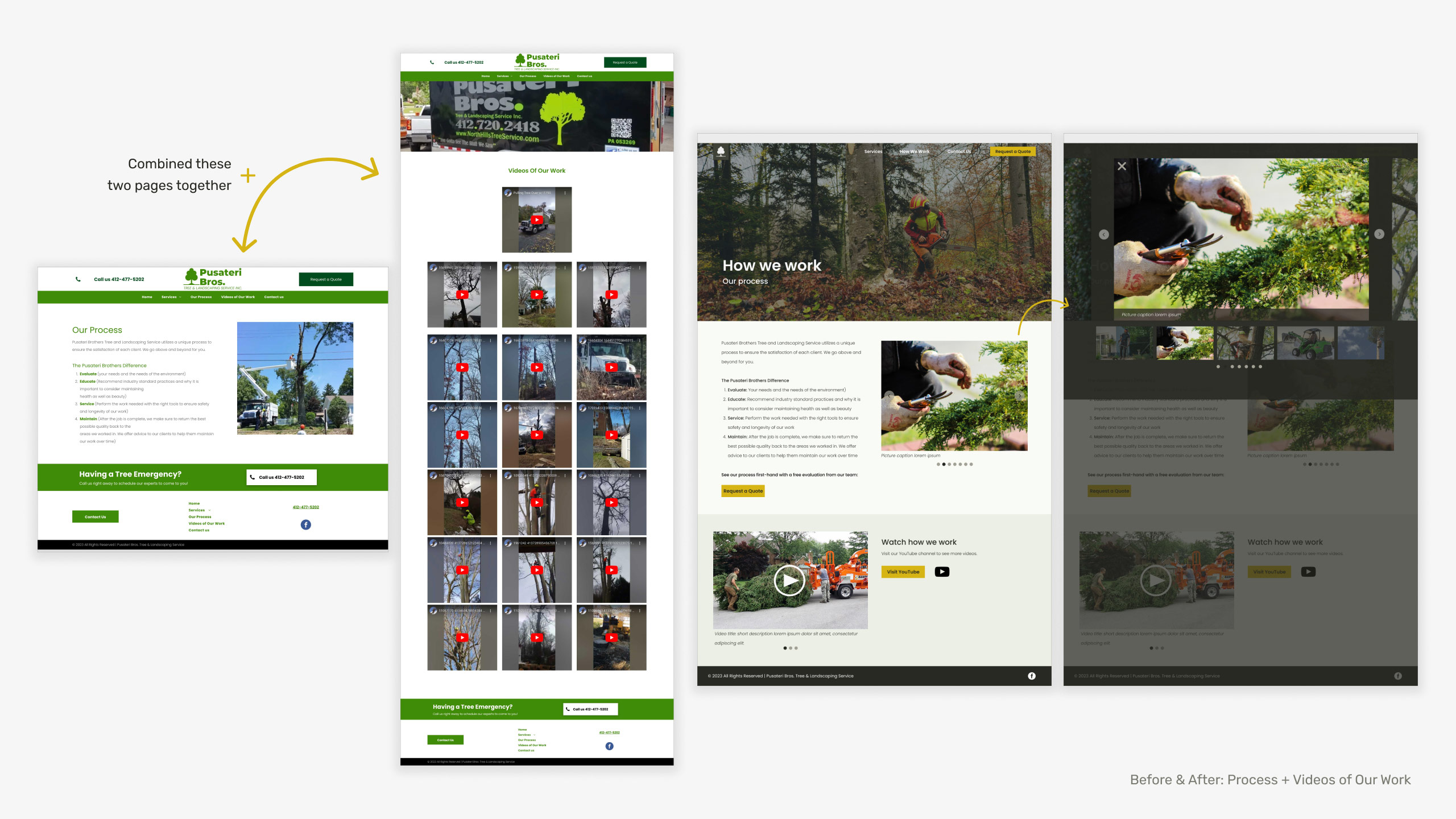 Process and video of work pages redesign