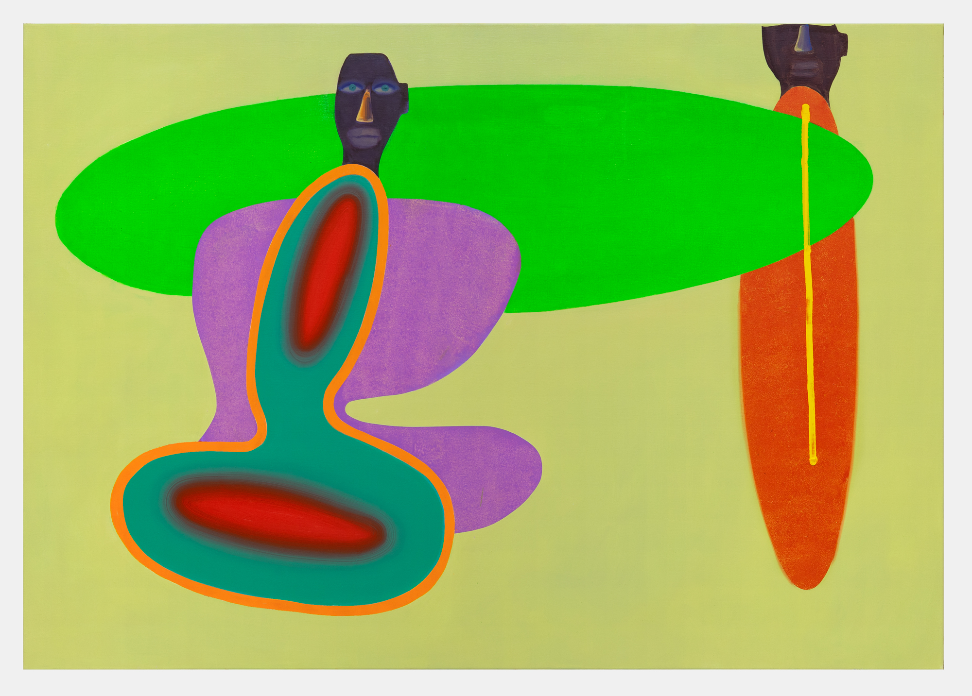 The mood of a pedestrian goes into the feeling of the driver, 2022 Oil and acrylic on canvas140 x 200 cm