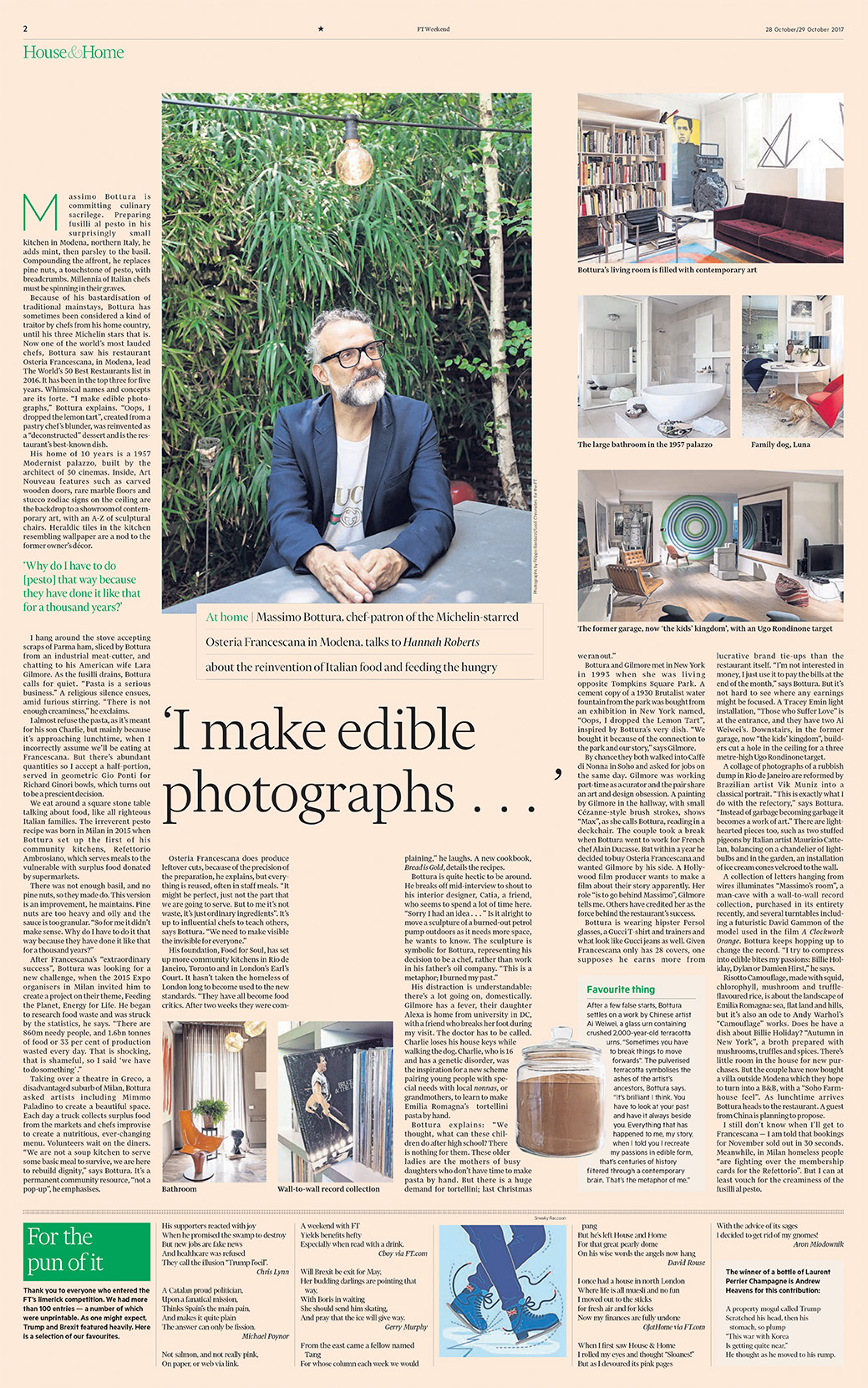 Massimo Bottura on Financial Times (UK), October 2017