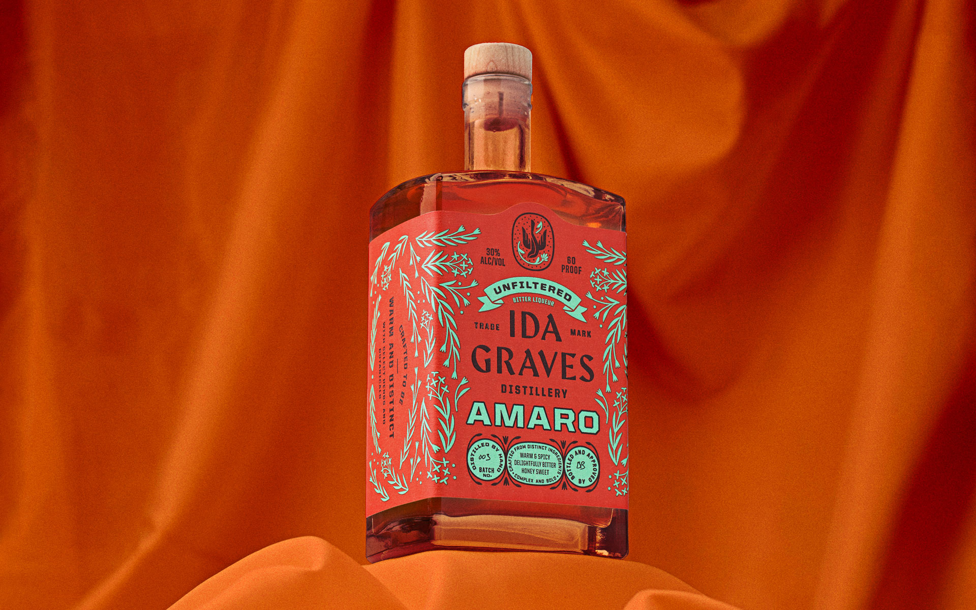 Amaro Packaging Design for Ida Graves Distillery in Minnesota
