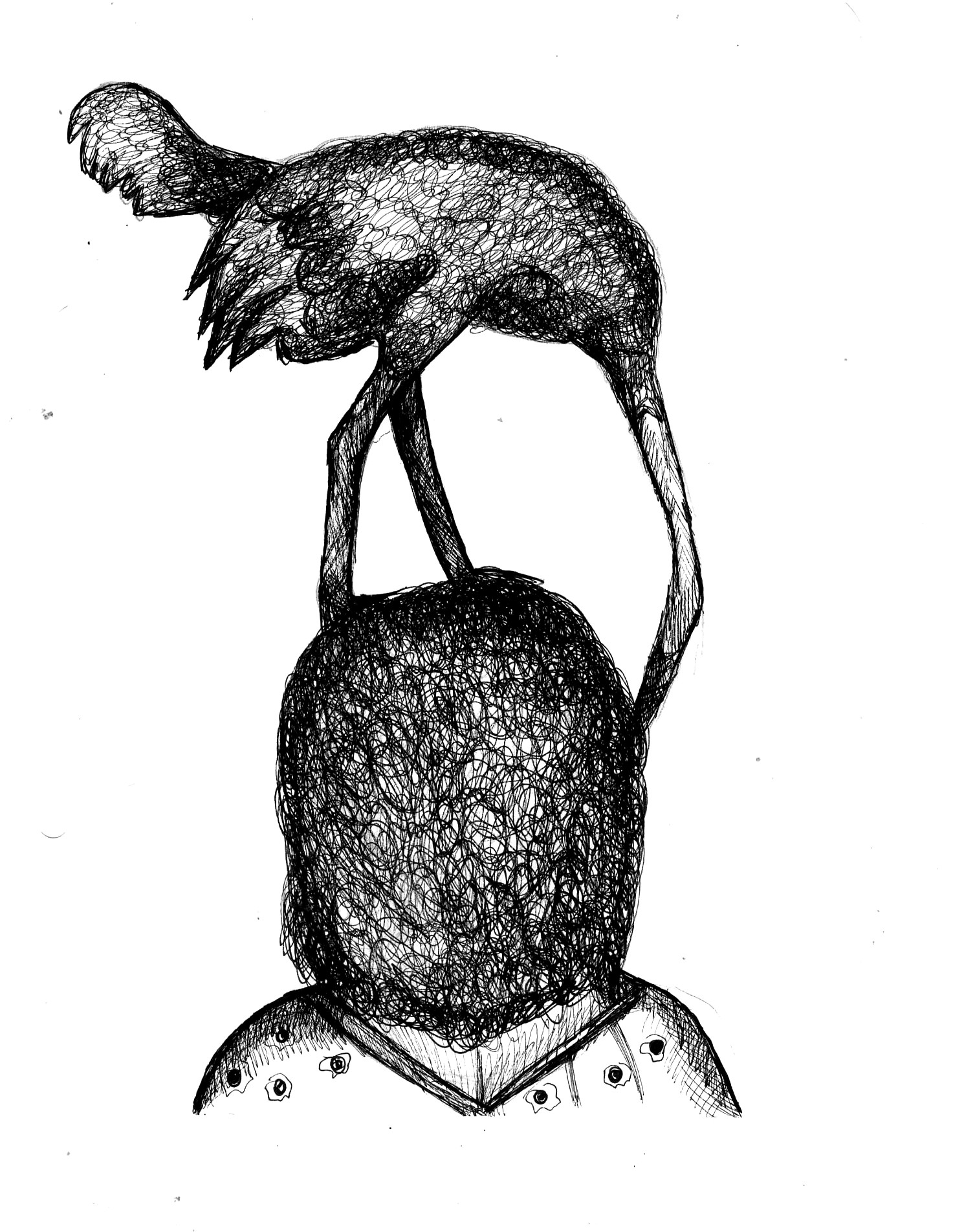 23 novembre-faire l'autruche,2020,encre de chine,22x17cm