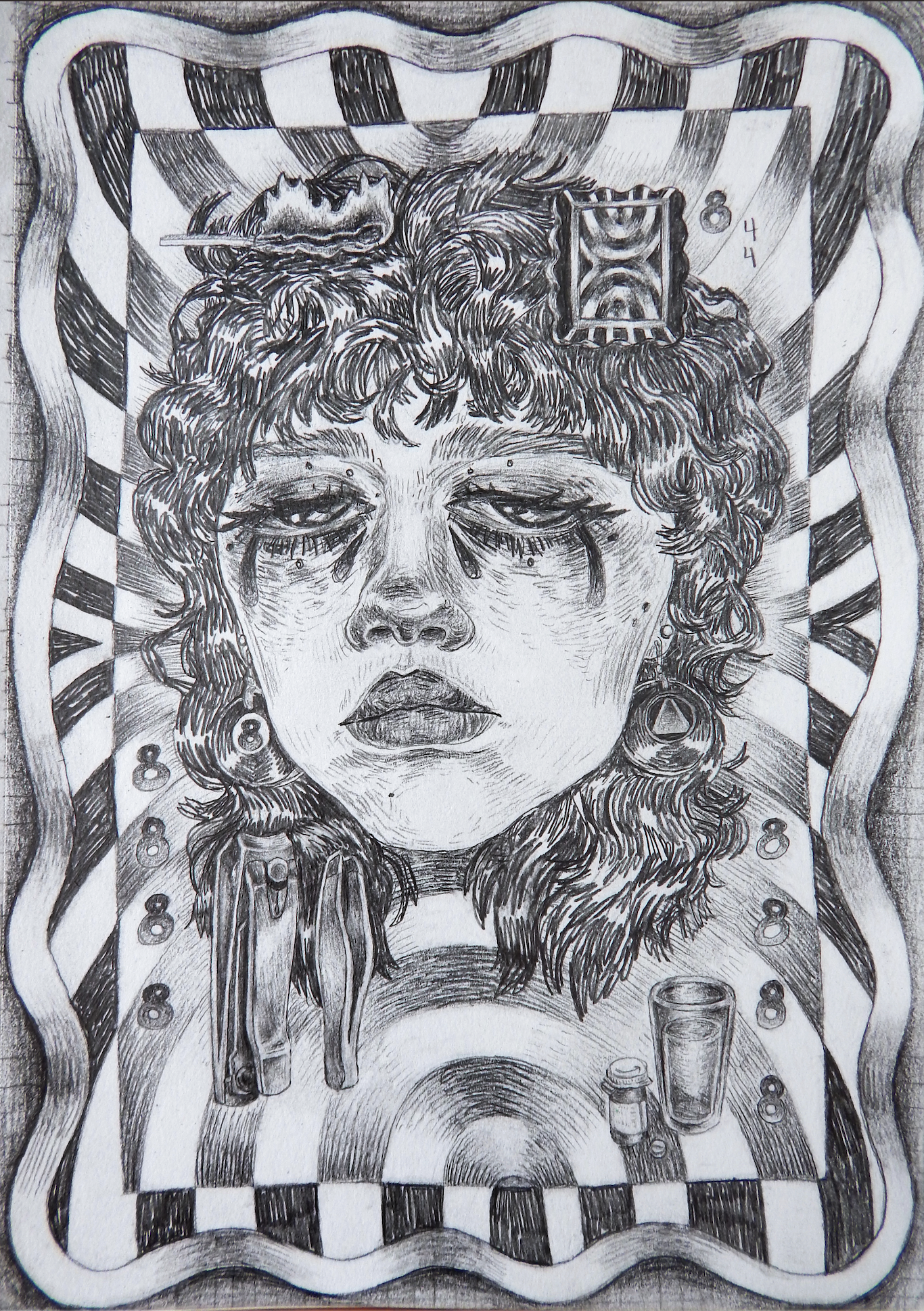 "888's." graphite on paper, 8"x12", Fall 2020.