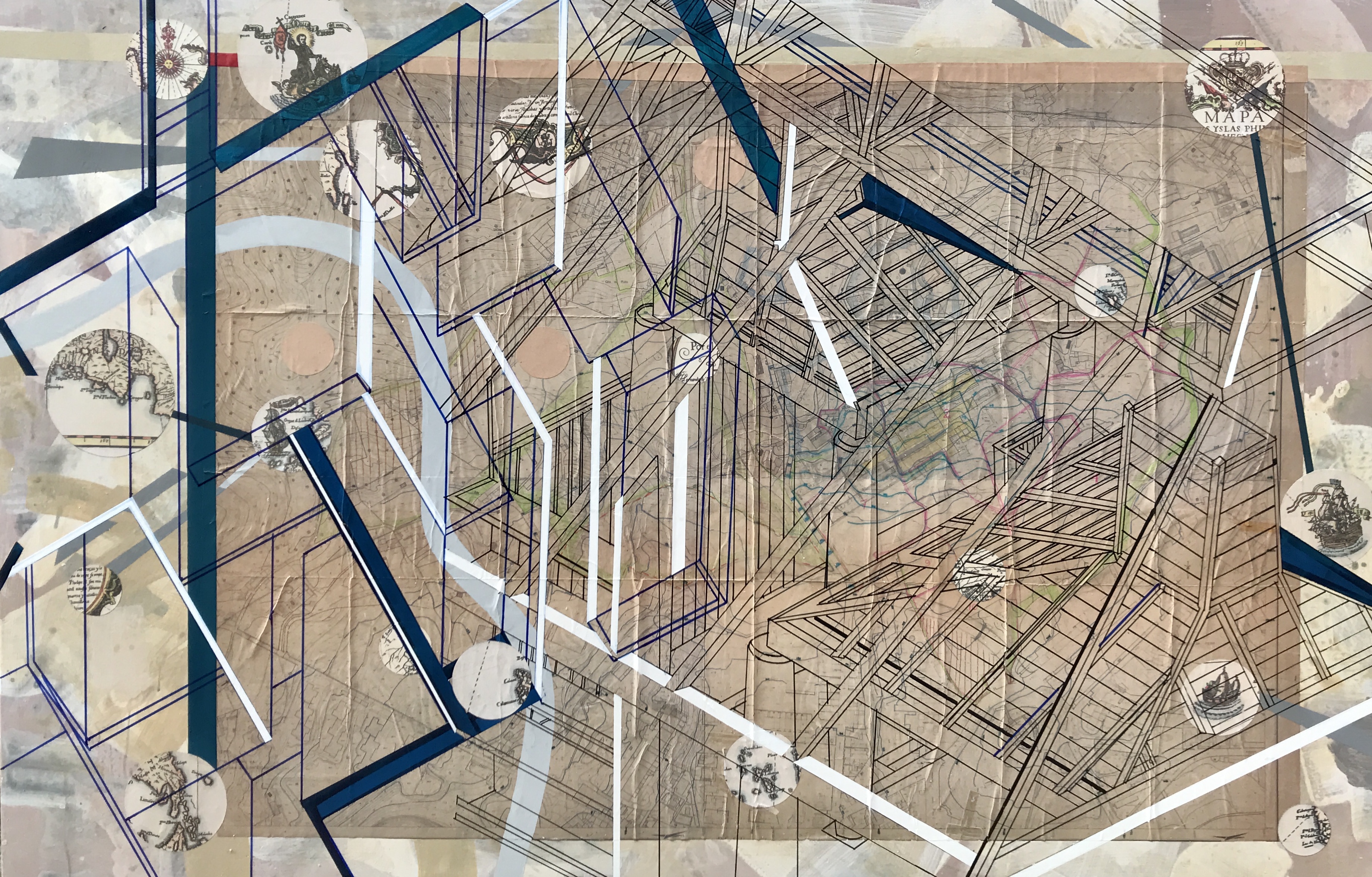 “Chemneys” 2018 Mixed Media on Canvas 130x200 cm