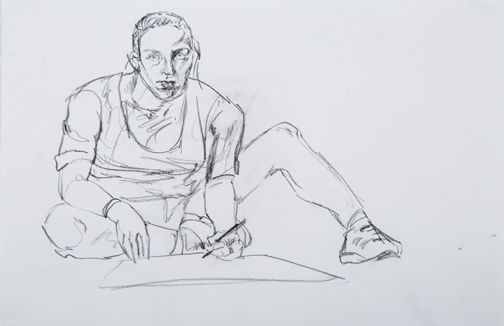 Self Portrait, Charcoal Pencil on Paper, 30 x 42cm 2015, sold 