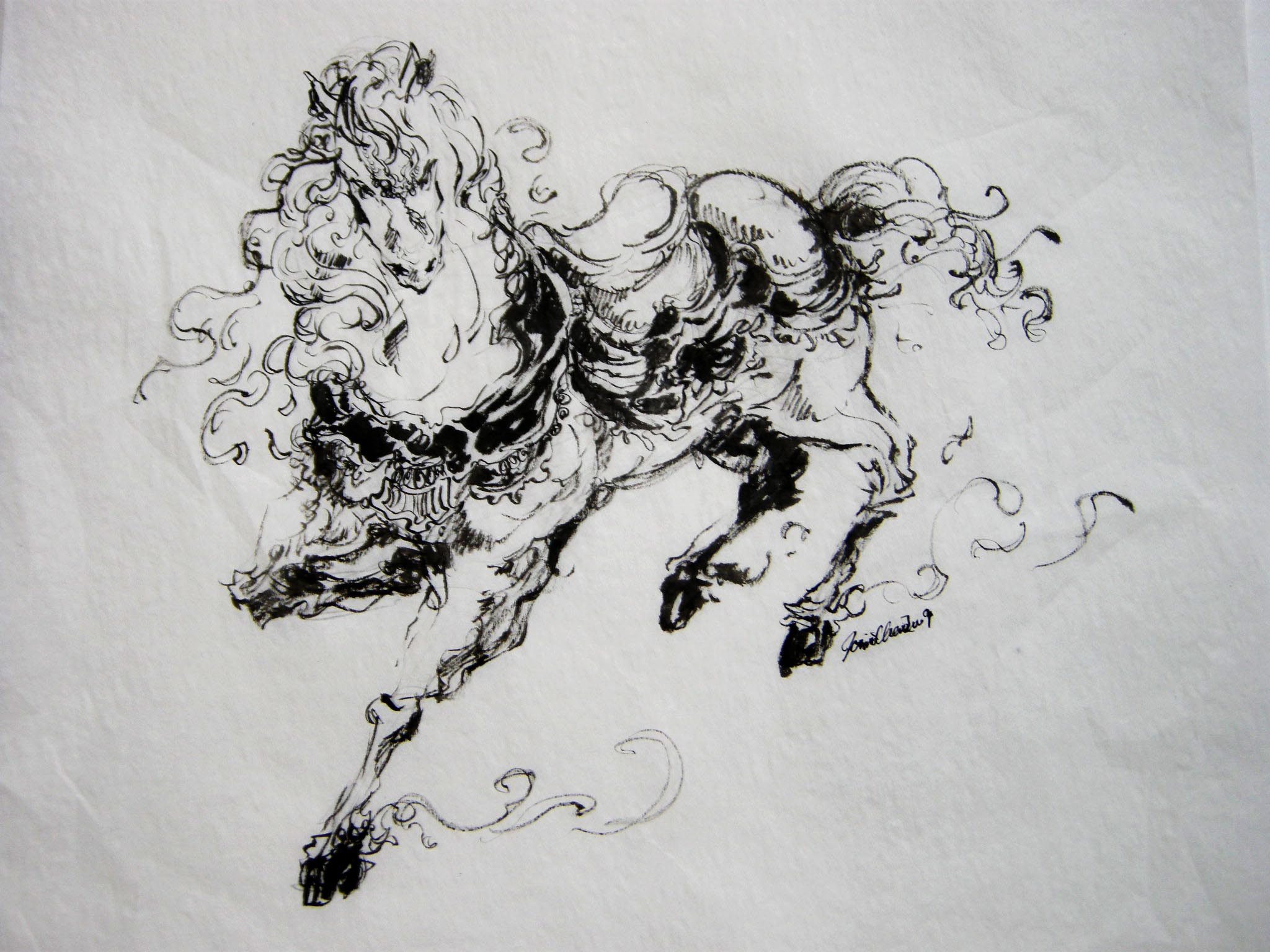  Excerpt from " 8 Horses", ChinChin Marketing Commission. 2009. Ink on paper.