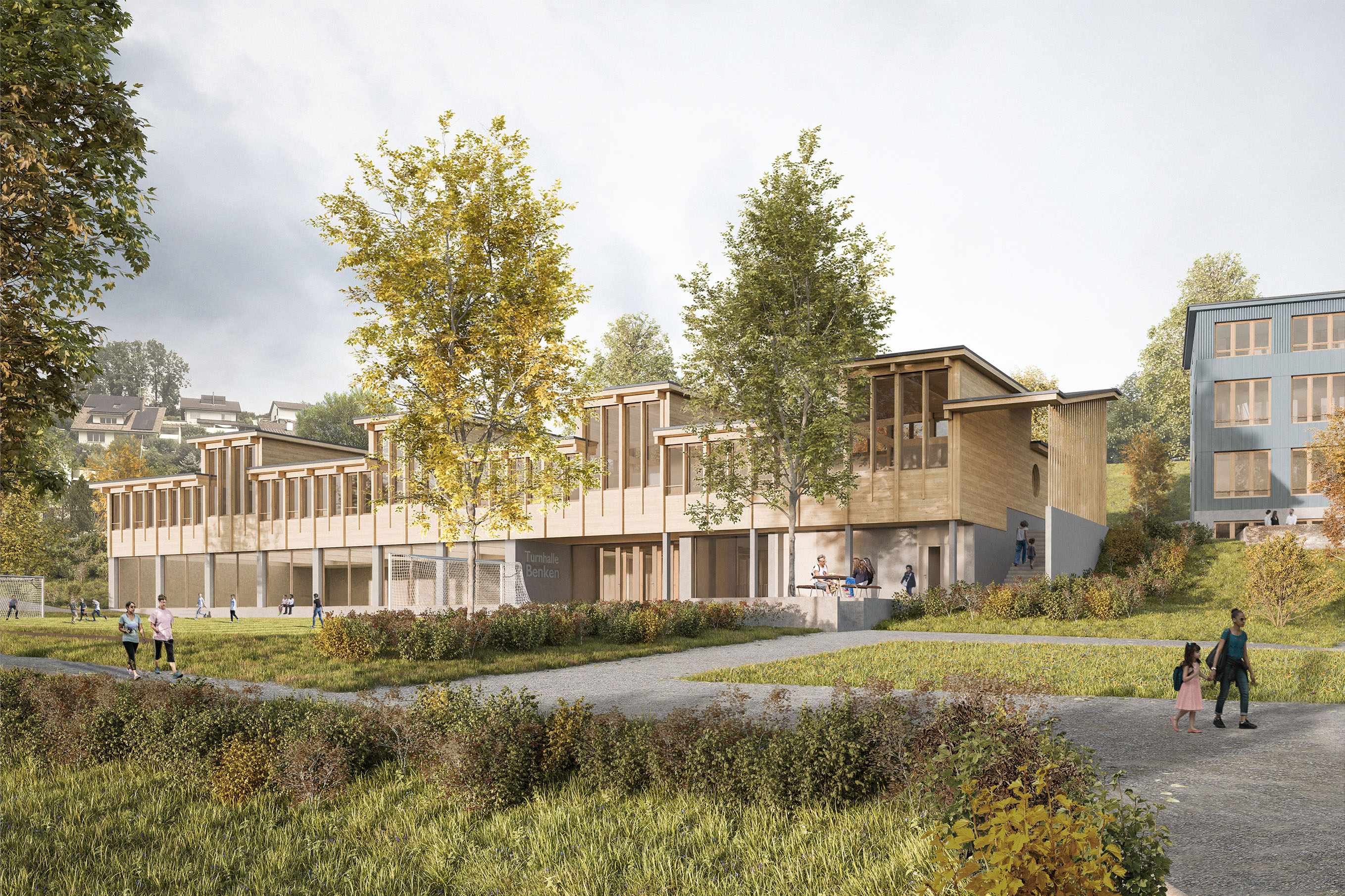 Neubau Turnhalle und Schulraumerweiterung, Benken - Wettbewerb / studio jes