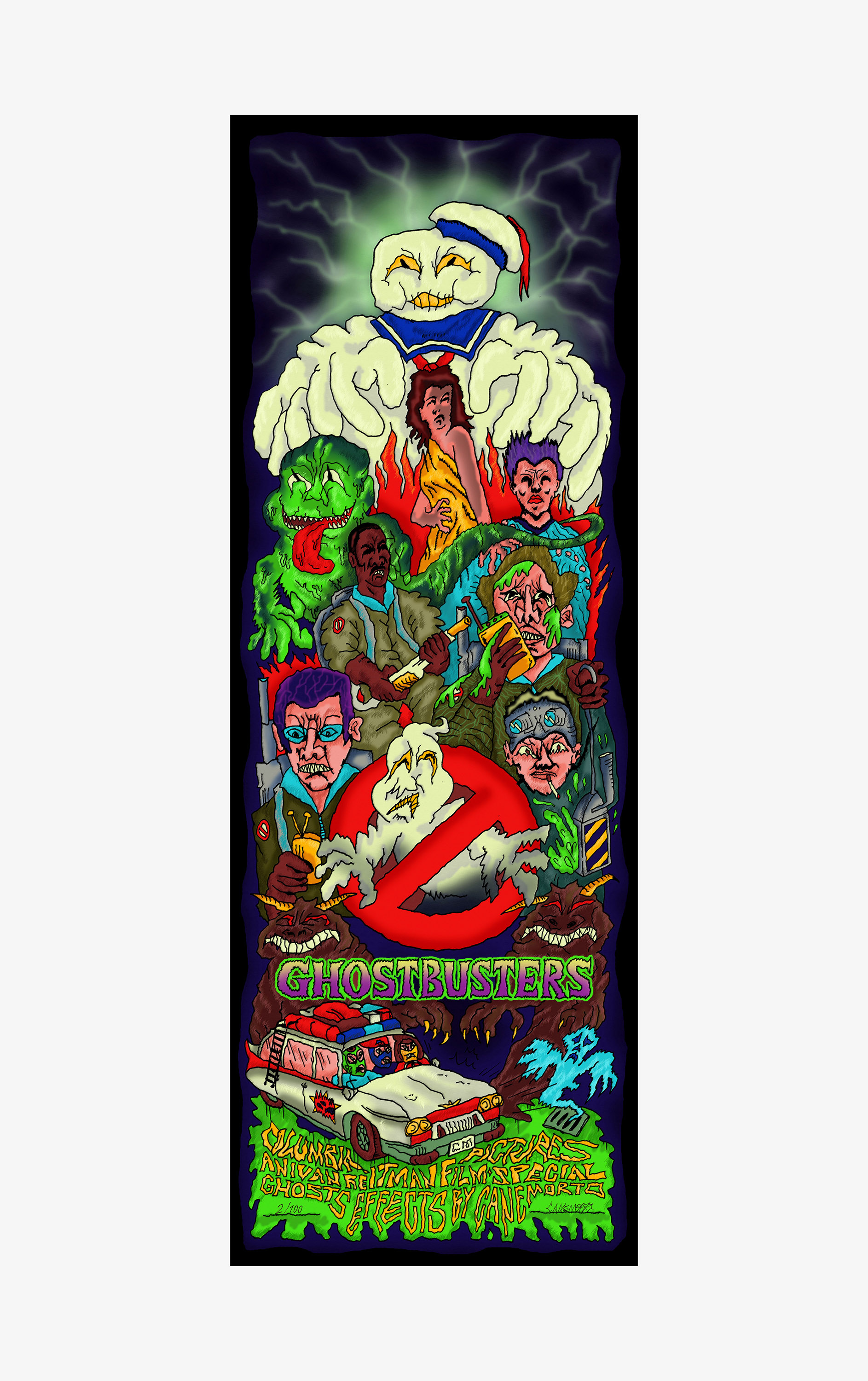 GHOSTXAKURRASTERSposter (inkjet print on paper), produced by Word Out Editions, edition of 100, 119x42cm, 2021 · info