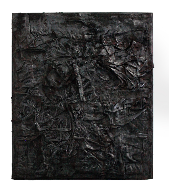 No title, 2023- 60x50cm. Fabric, resin and acylic on wood