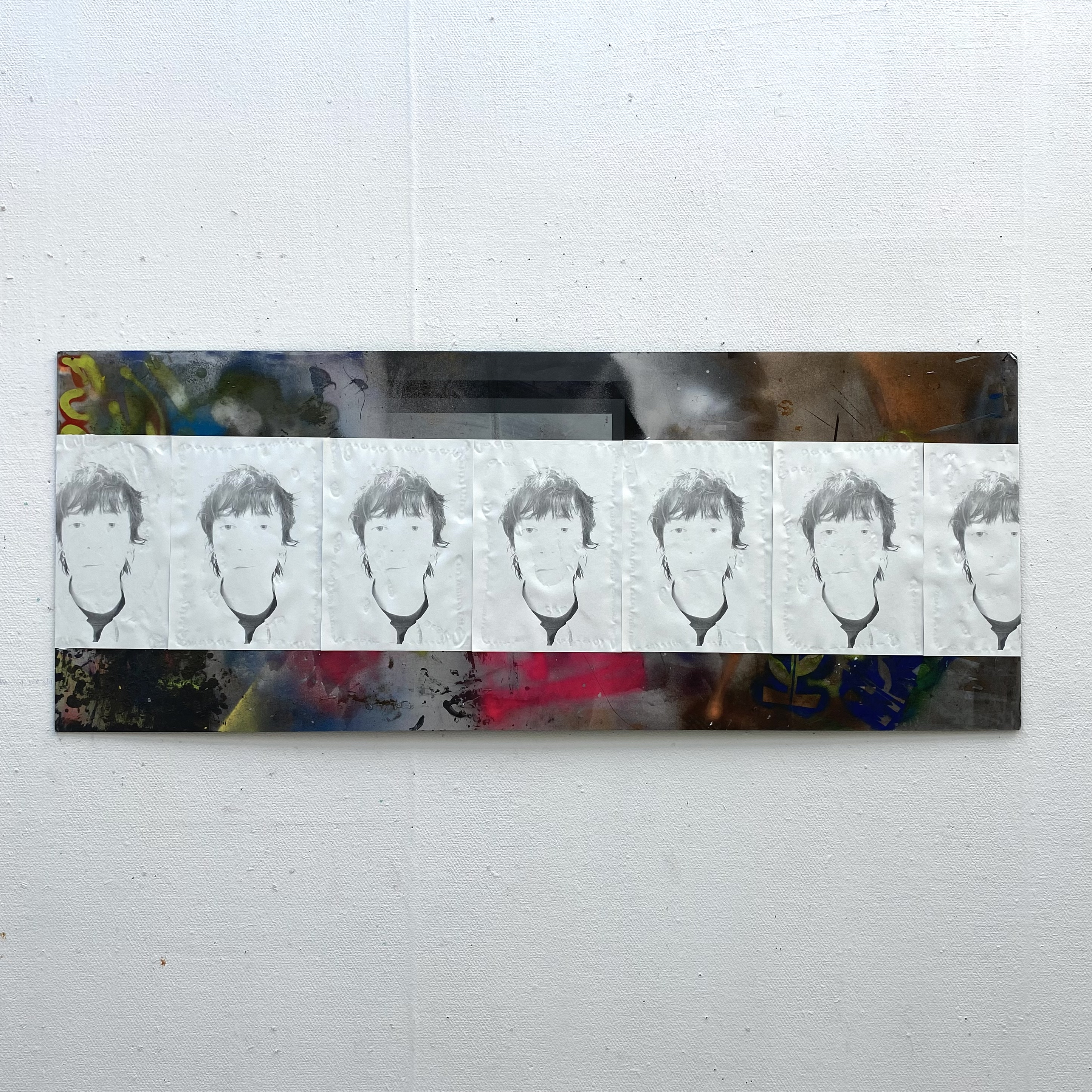 'shared ownership' mixed media, 75 x 190cm,  2023