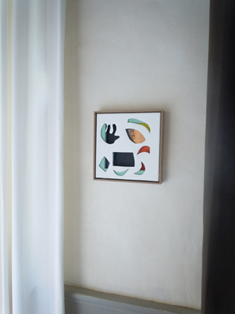 Untitled, 2010, acrylic, lacquer on canvas, wood, 32 x 32cm