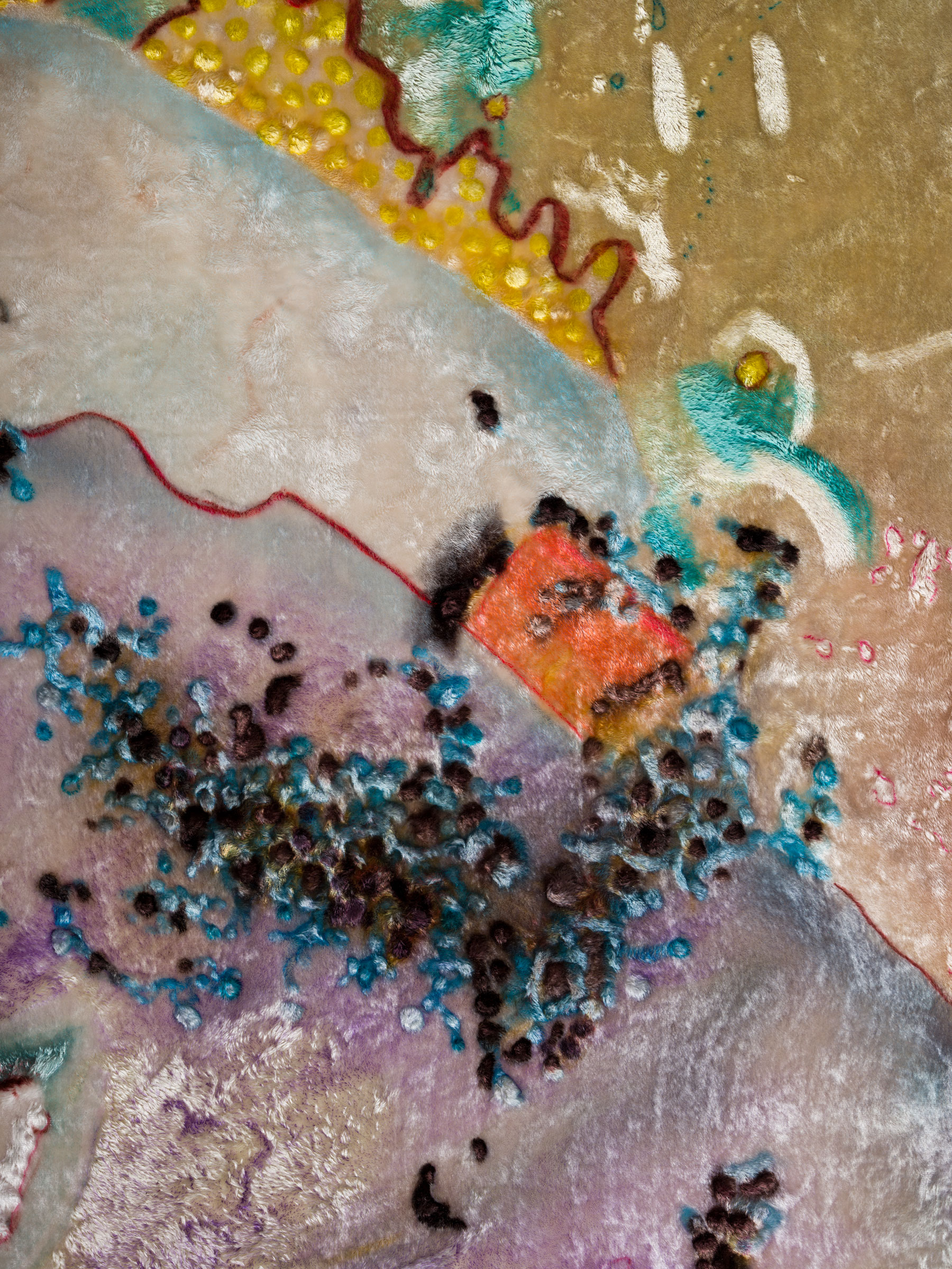 Travis Boyer Sandollars / Sunday, 2023 Dye on Silk Velvet Panel in Artists Frame 60 x 42 3/4 In 152.4 x 108.6 cm