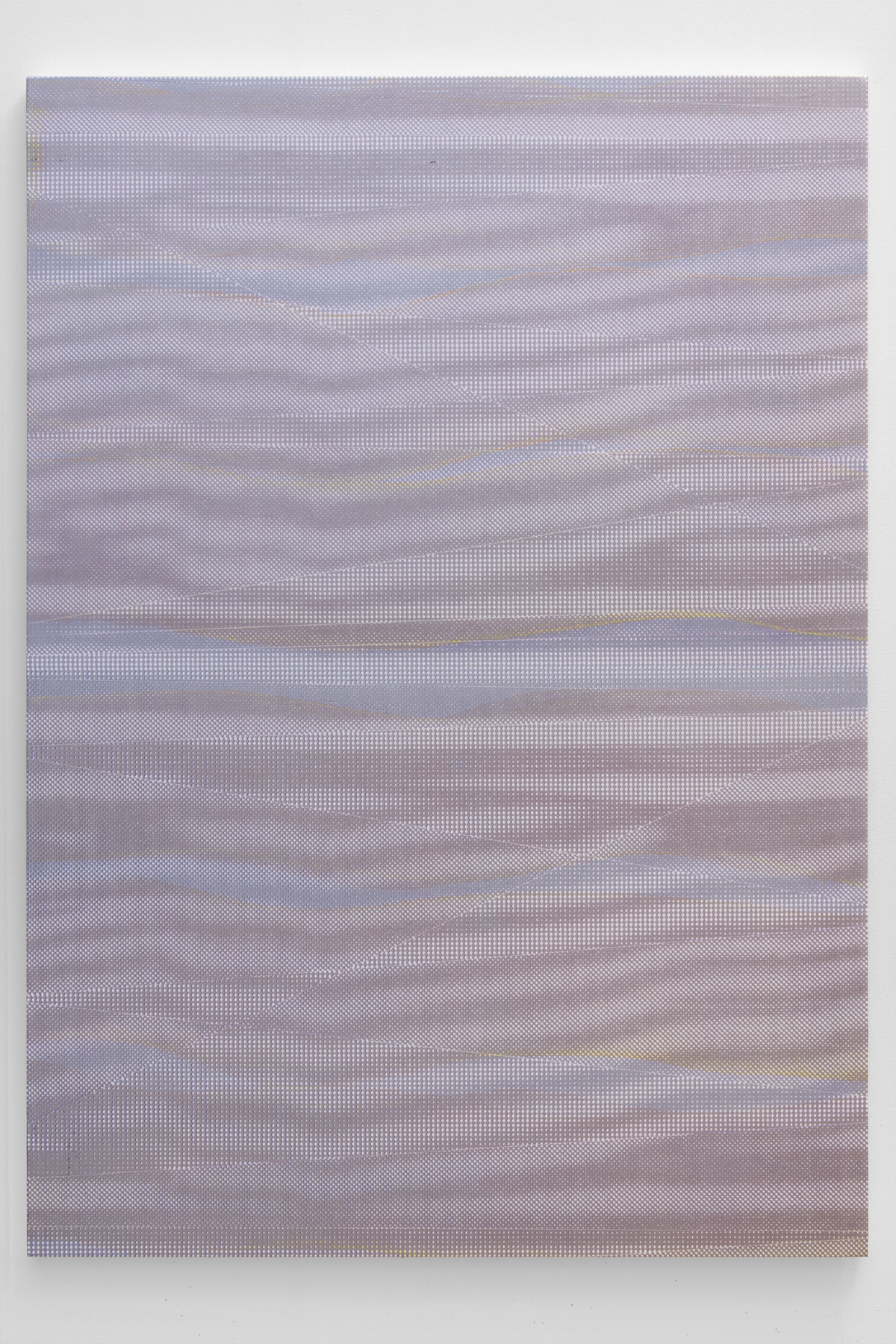Casting 7 (CMYS), 2019, acrylic screen print on cotton, 53 3/4 x38 1/4 inches
