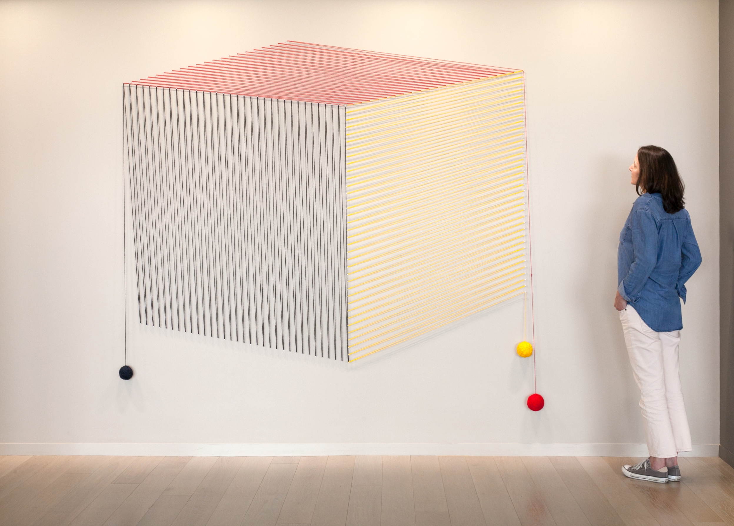 Rotating Cube, Parallel Projection (2 color systems), 2017