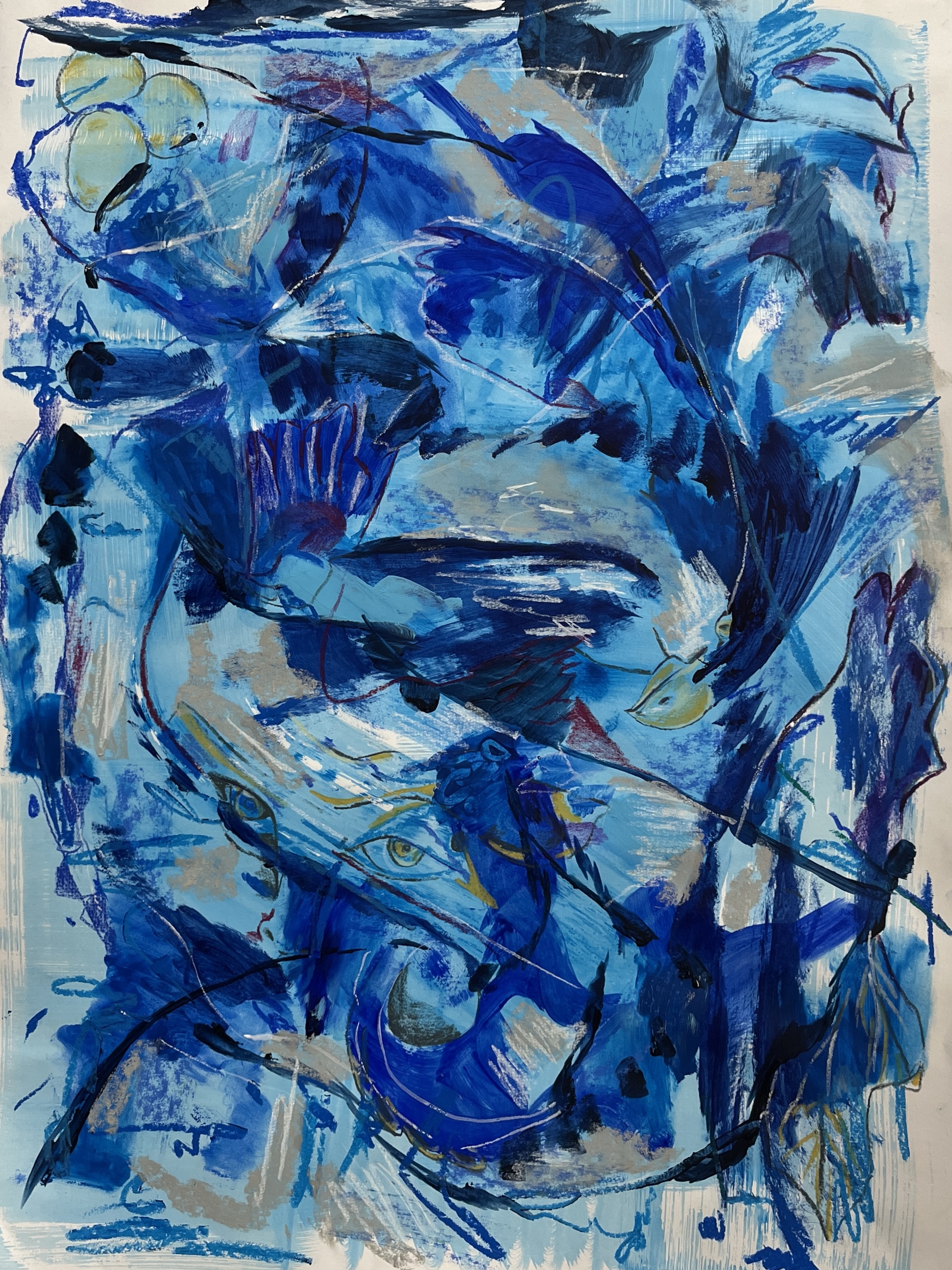 warrior princess, 22x30 acrylic chalk and oil pastel on paper.