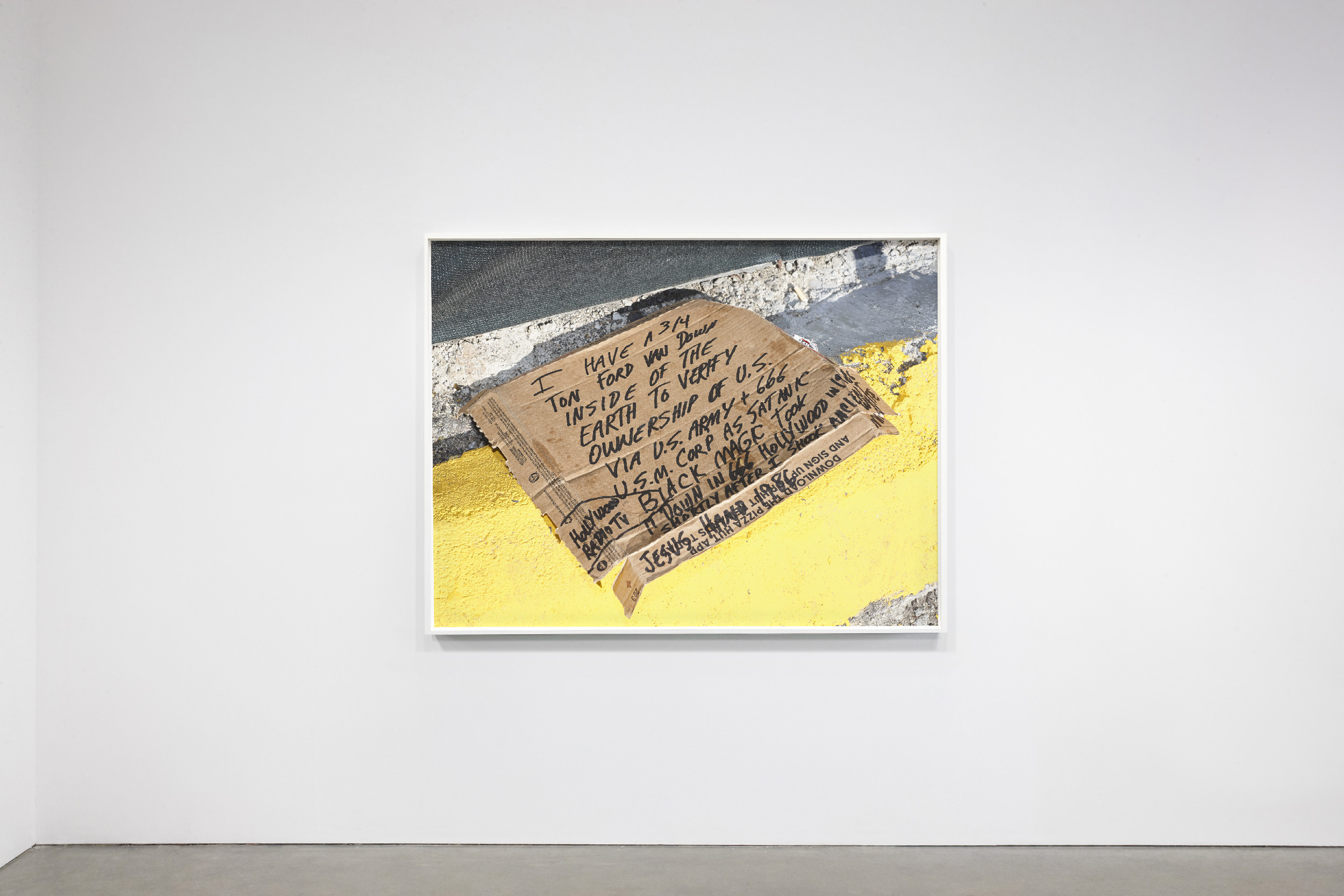 Message (Telotype #72), Wilshire Boulevard & Fairfax Avenue, Los Angeles, June 2020. 36x48" (91.4x121.9cm) chromogenic dye coupler print mounted on dibond and framed, edition of 5. Series: Telotypes (2019-2023).