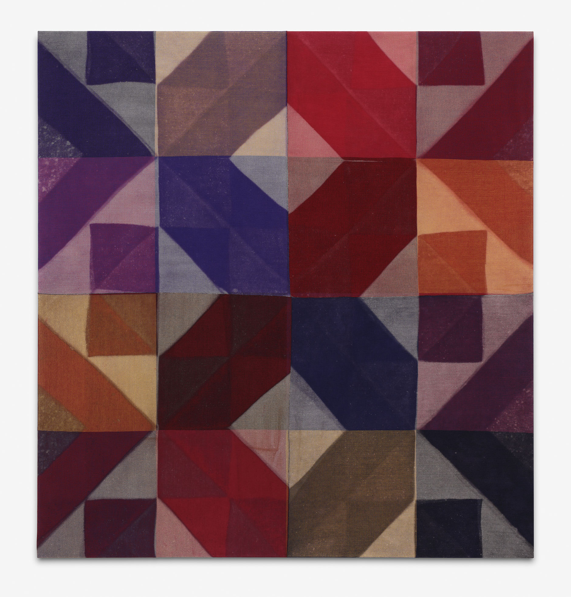 untitled, 175x165cm, mesh fabric dyed and bleached, fabric stitched,  2021