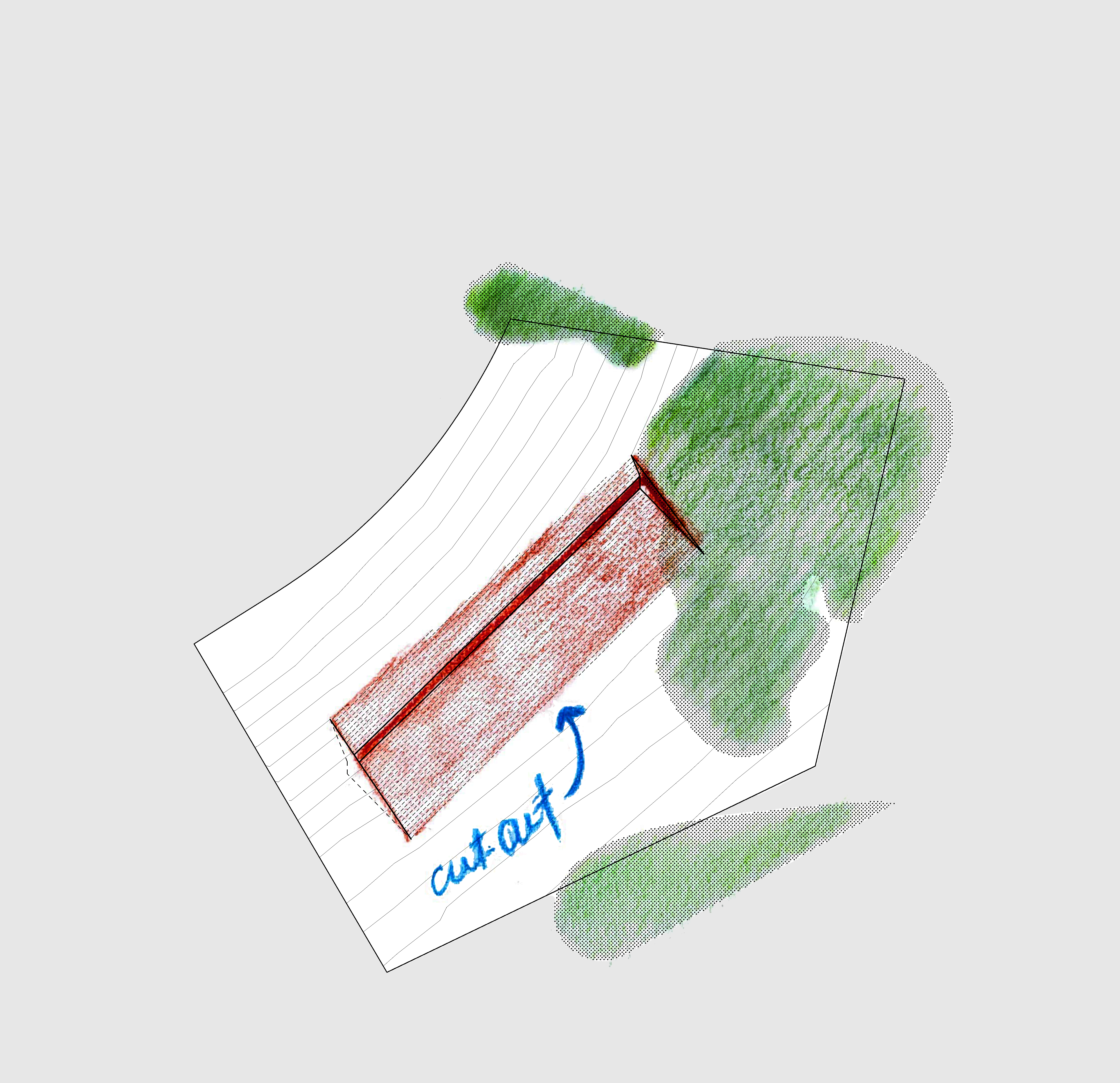 Figure 3: Diagrammatic sketch of Huntington House by Kate Bilyk, 2023.