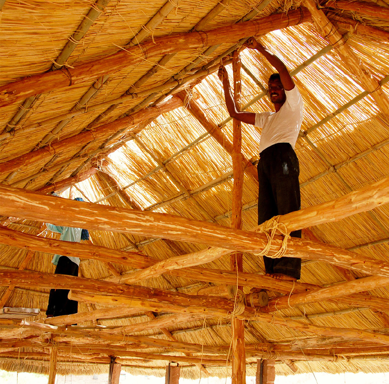 Collective Care at the Arna Jharna Museum in Rajasthan, renewing the roof structure on the museum compound, 2023.