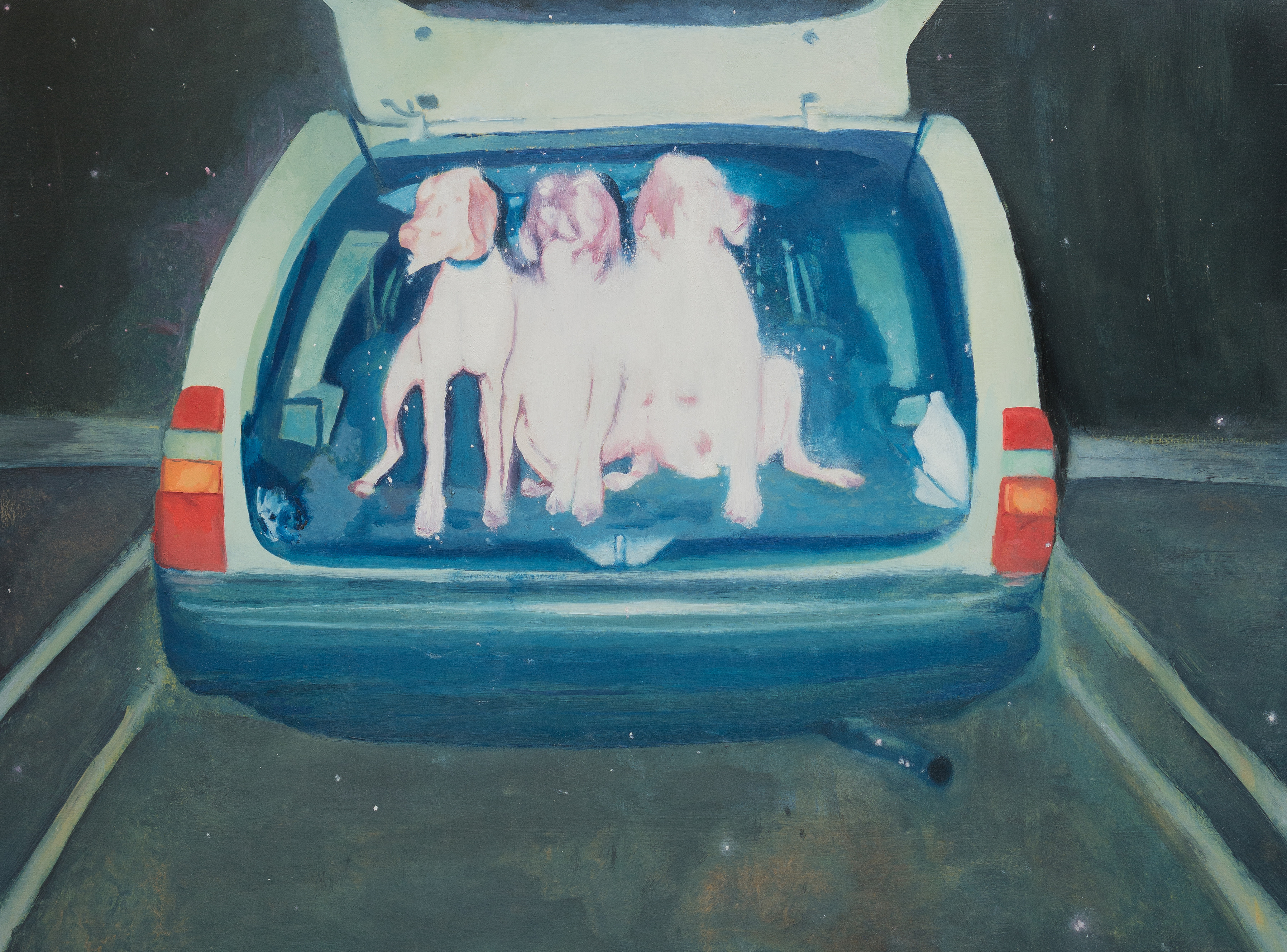 "Dog Dream", Oil and Wax on Wood Panel, 18 x 24"