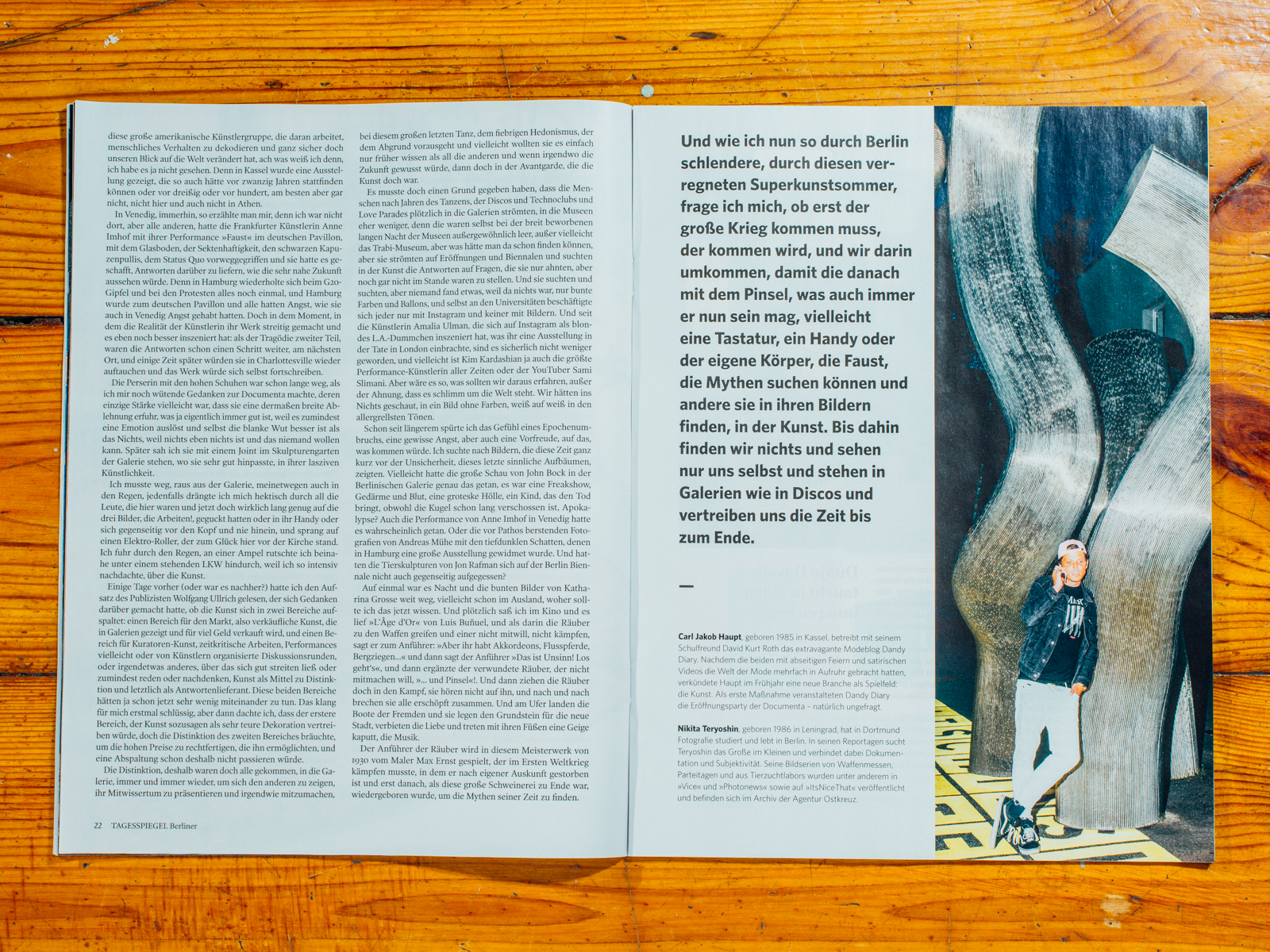 Tagesspiegel BERLINER / Essay zur Berlin Art Week mit Jakob Haupt / September 2017