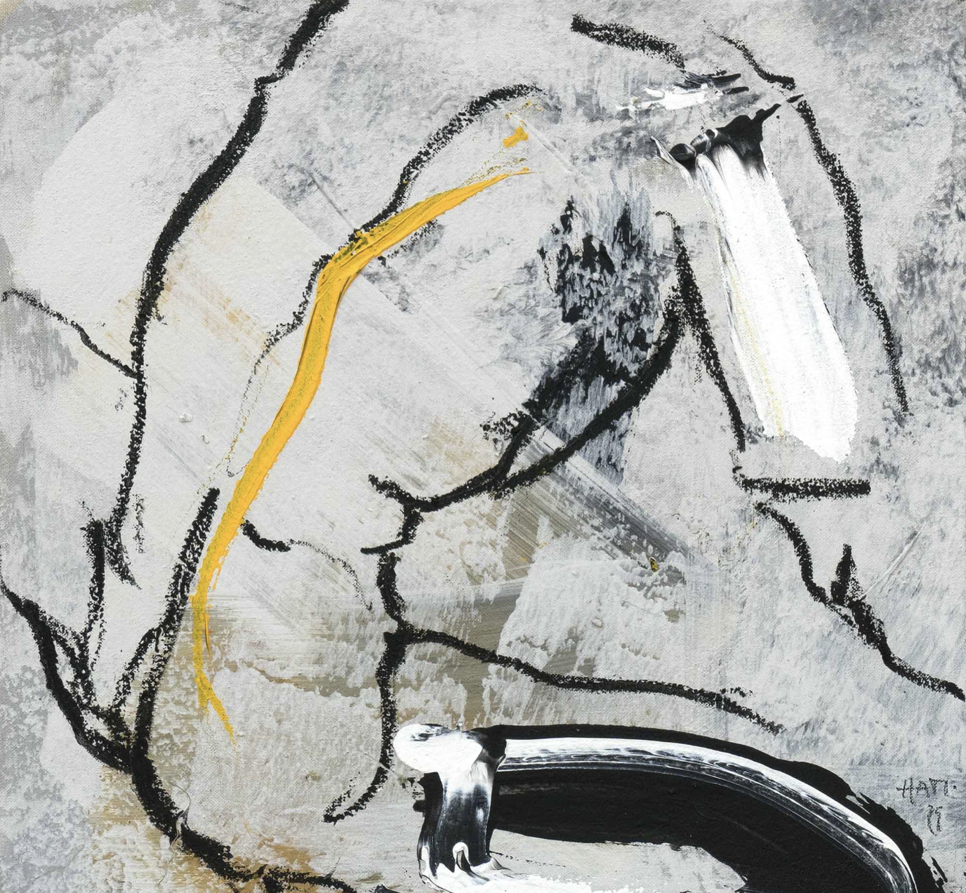 "Zum träumen verführt"- 2025, from the series "KÖRPERVERDICHTUNG", Oil, acrylic on canvas, 47 x 47 cm