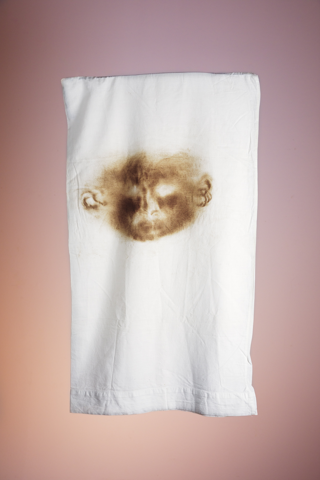 Cecilia B., 2019Coffee rubbing portrait over gifted pillowcase