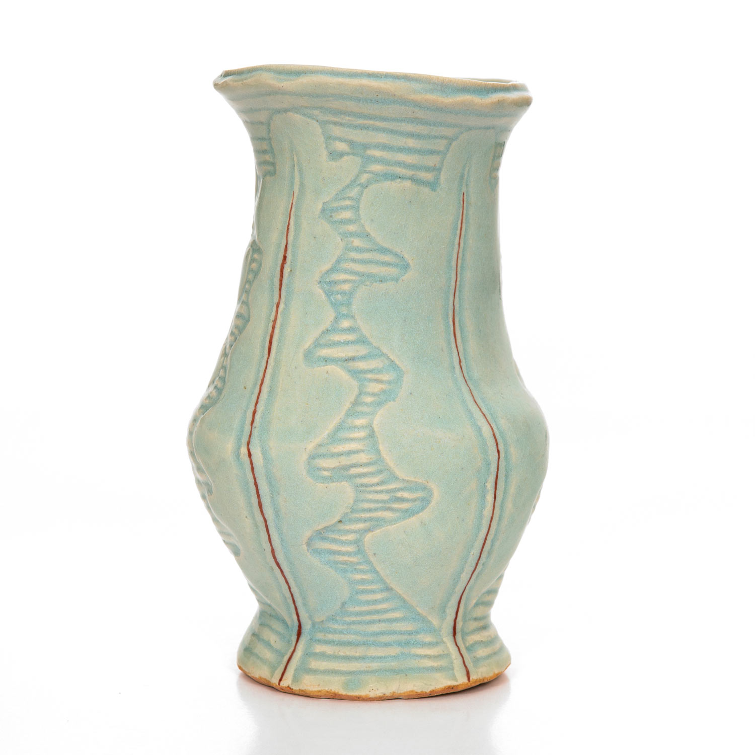 HN1257 Blue leaves vase, 28.11.16Glazed ceramic stoneware18.5 x 11cm