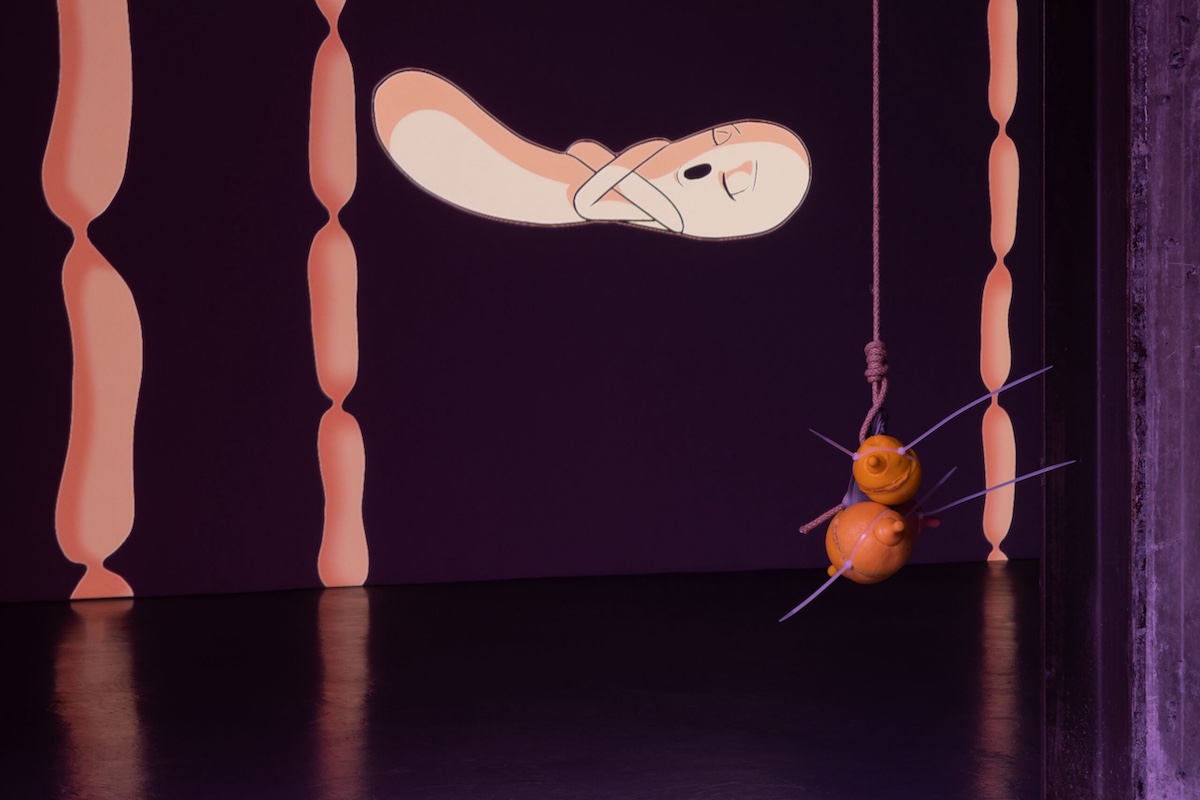 Sibyl Montague, installation view of Claí na Péiste / Worm’s Ditch, Temple Bar Gallery + Studios, Dublin, 2022. Photo: Bowe O’Brien Photography