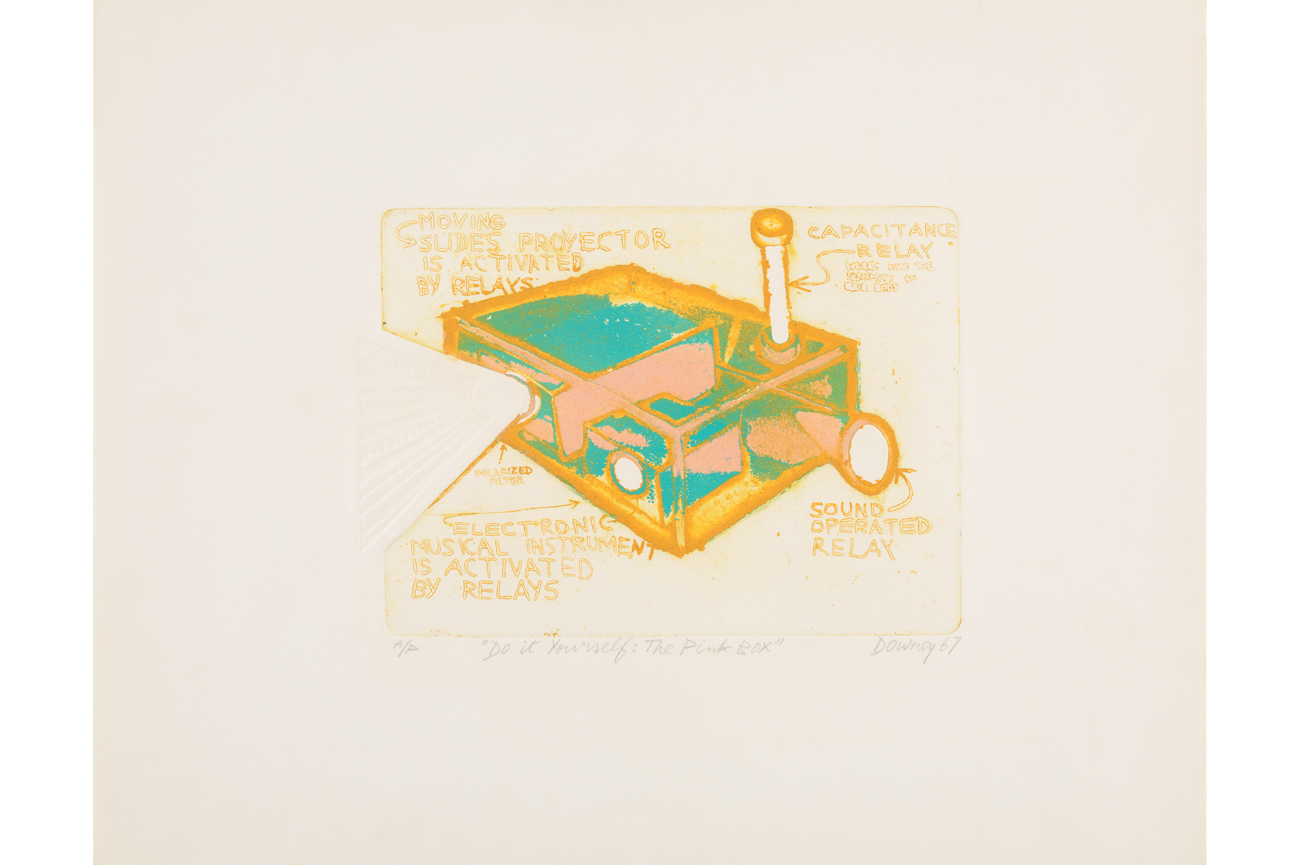 Juan DowneyThe Pink Box del portafolio "Do It Yourself", 1967Aguafuerte viscoso Hayter sobre papel Arches58 x 73 cm
