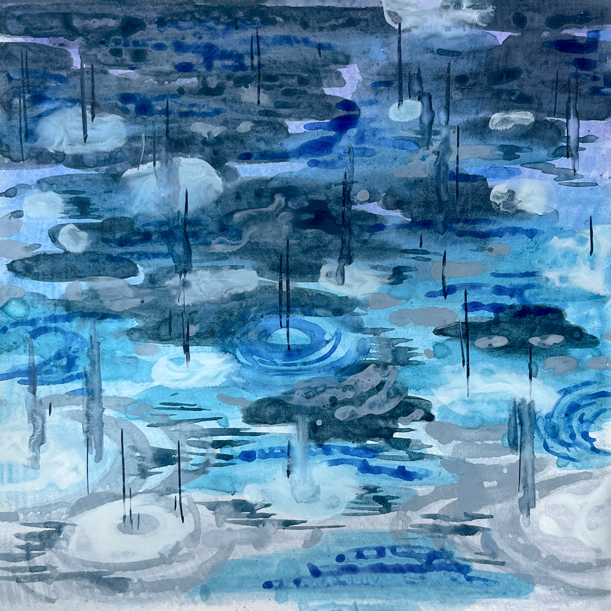 장마, 2025, 젯소보드에 채색, 15 x 15 cm