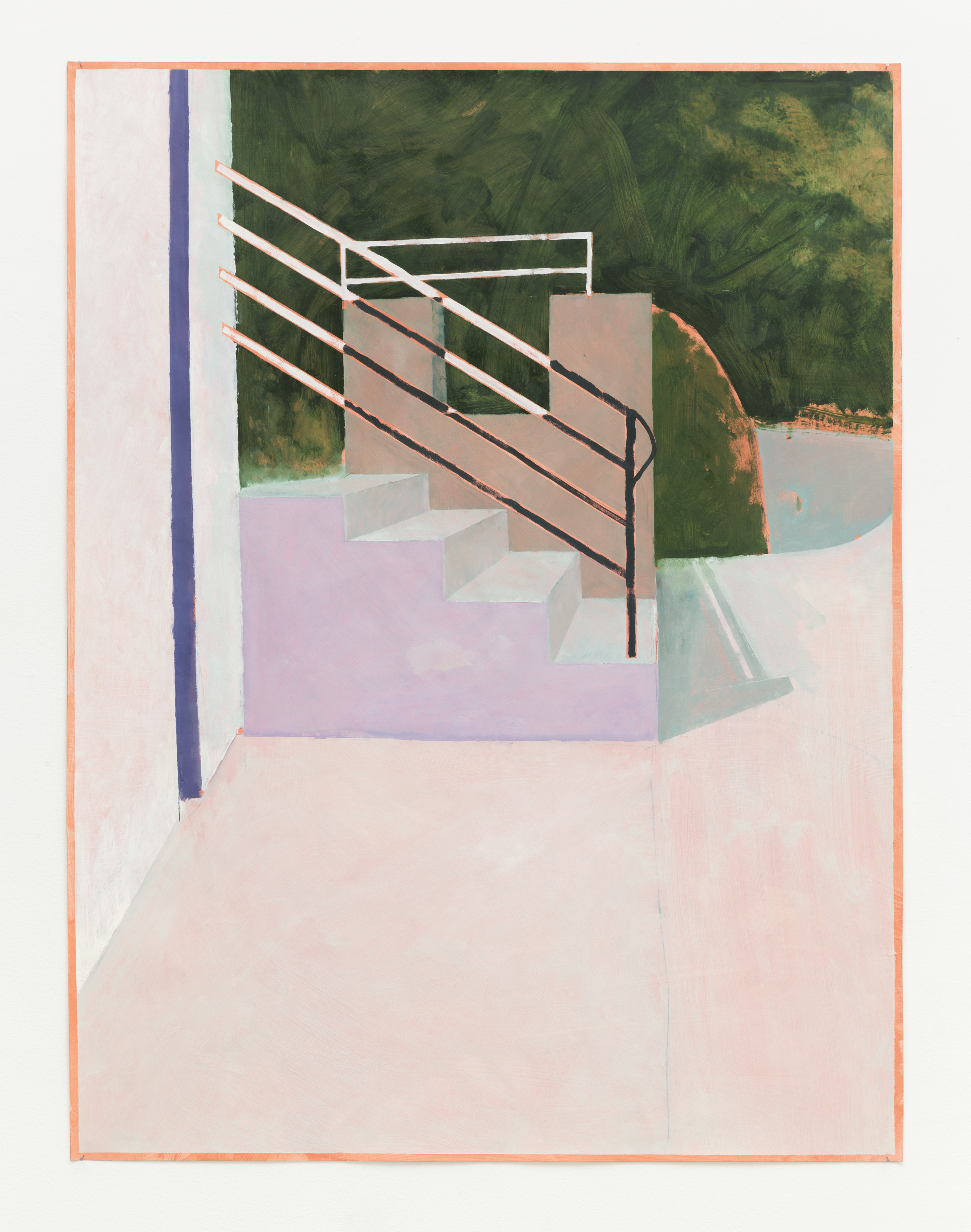 "Railings" oil on paper, 36 x 48 in., 2018