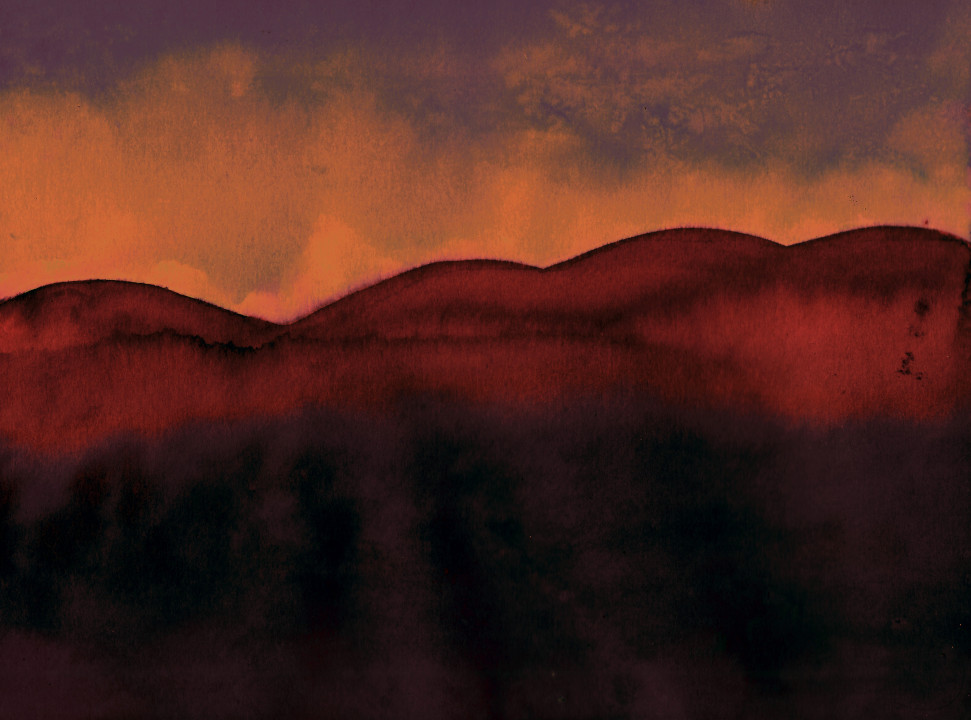 Red dunes, 2021, Ink on paper with digital coloring, 40x60cm