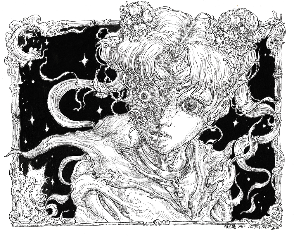 #SailorMoonChallenge , 14 x 21 cm , liner pen and ink on paper, 2020.