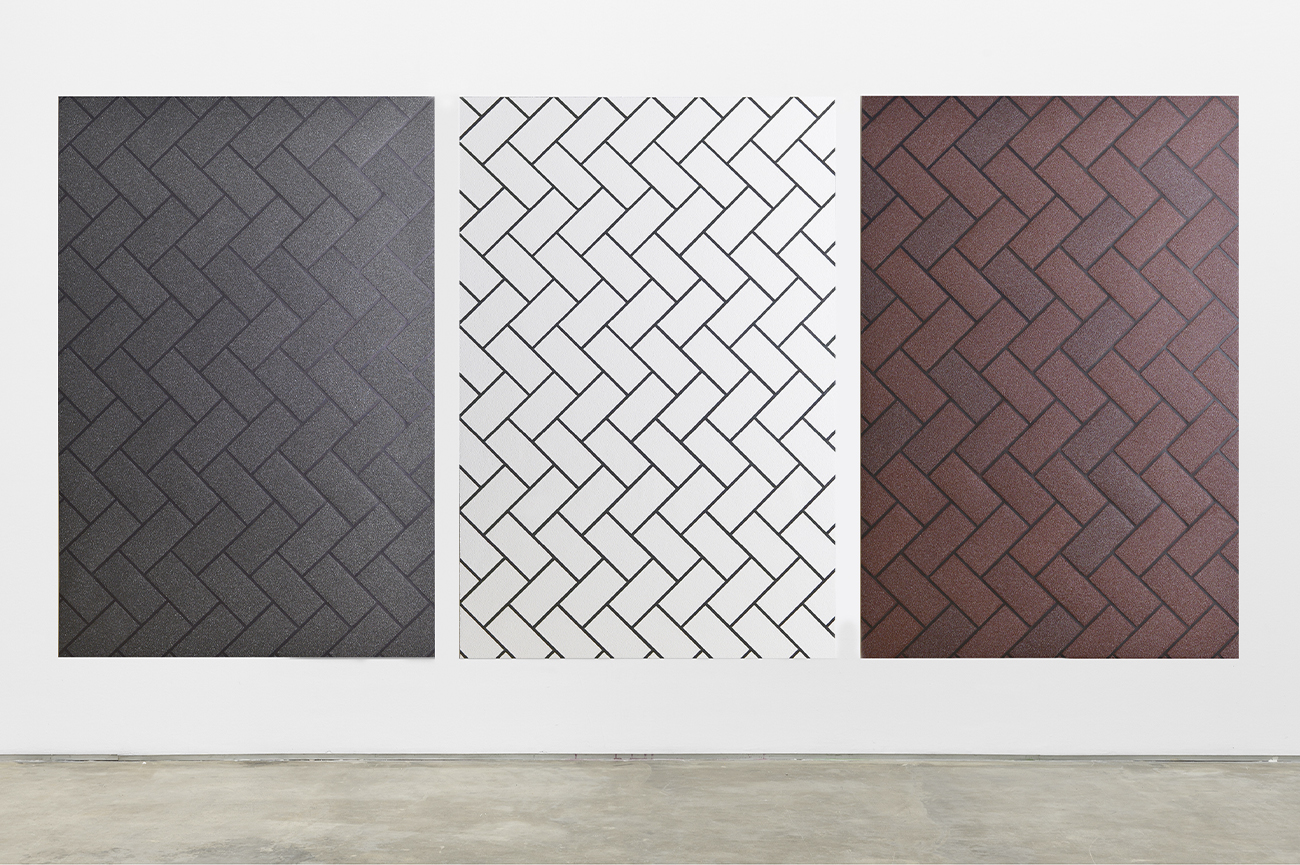 Patrick HamiltonPintura Abrasiva # 58, triptych, 20183 panels of acrylic, oil and sand paper on canvas180 x 120 x 3,5 cm (each)Photo ©Patrick Hamilton