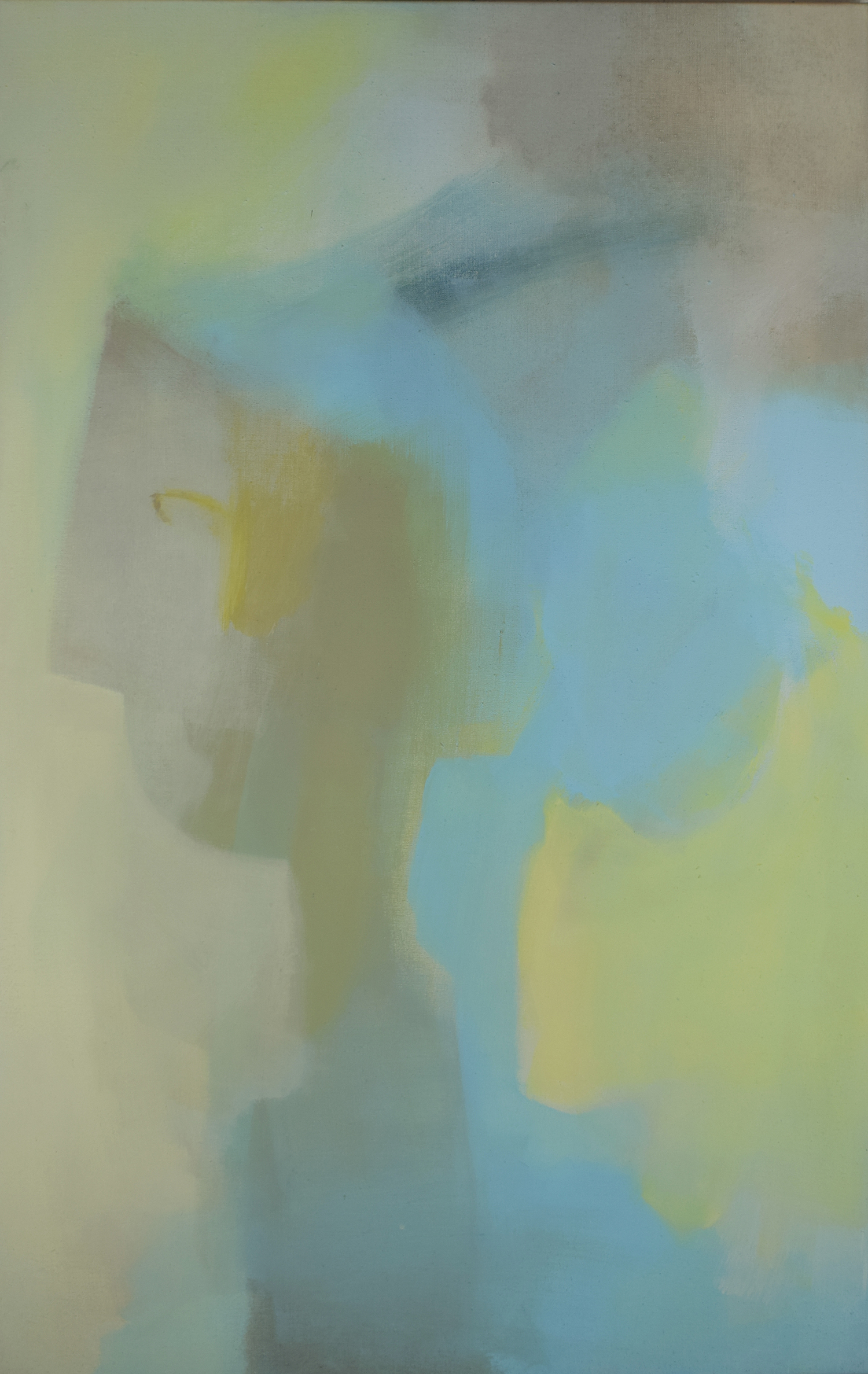 Who is afraid of blue, yellow and green I – 2018, Pigmente auf Segeltuch, 140 x 90 cm